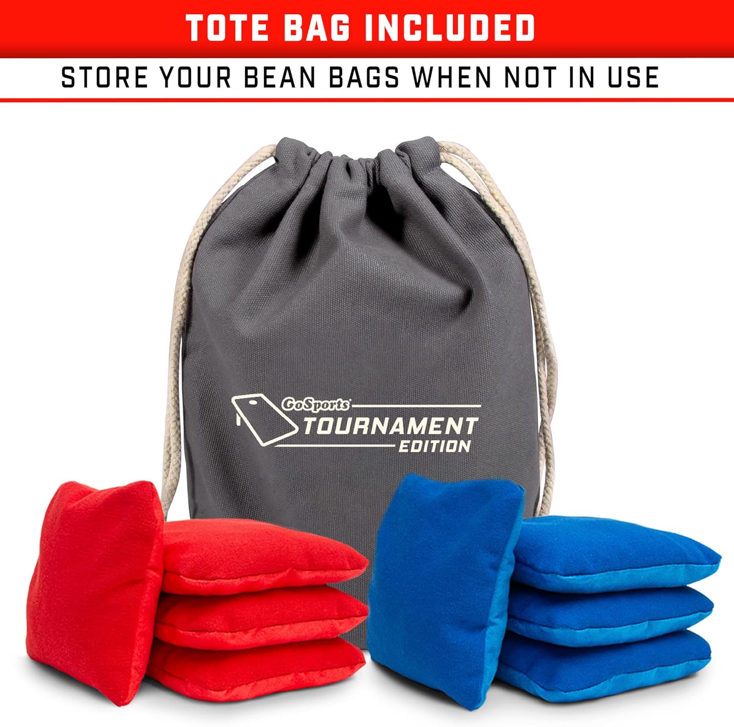 GoSports Tournament Edition – Juego de cornhole reglamentario  Tablas de madera de 4 x 2 pies con 8 bolsas de frijoles de doble cara (deslizantes y
