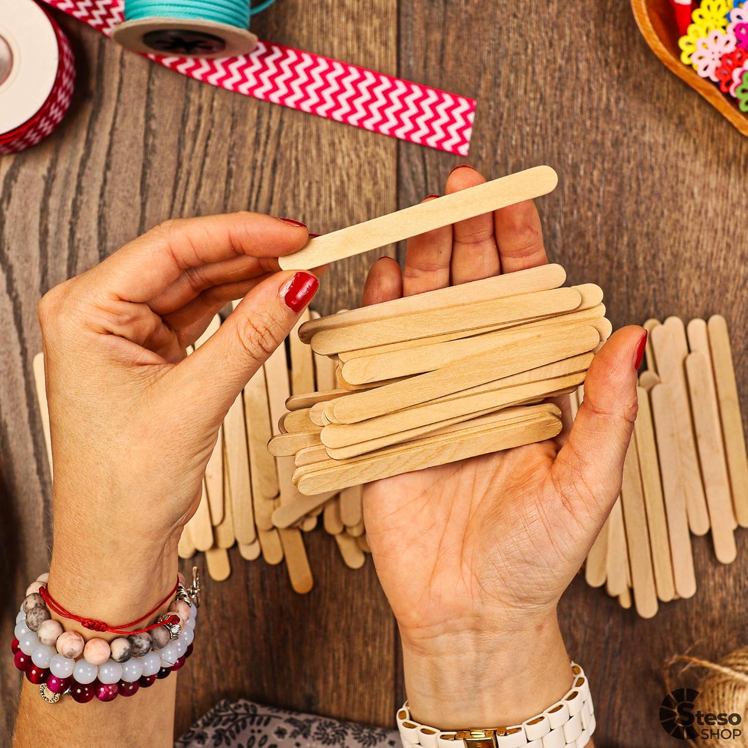 Palitos de paletas de varios tamaños  Palitos de madera Jumbo para niños  Varios palos de madera pequeños surtidos