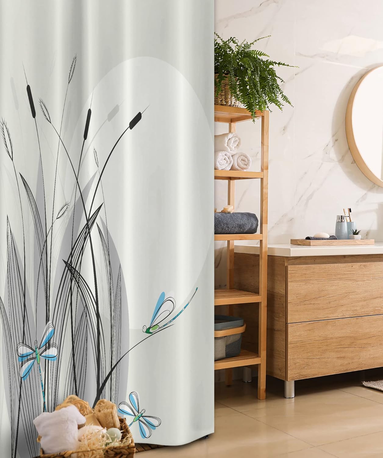 Lunarable Octopus Stall – Cortina de ducha con gráfica de puipo Kraken, tema náutico, set para cuarto de baño de decoración con ganchos, Tela, Beige