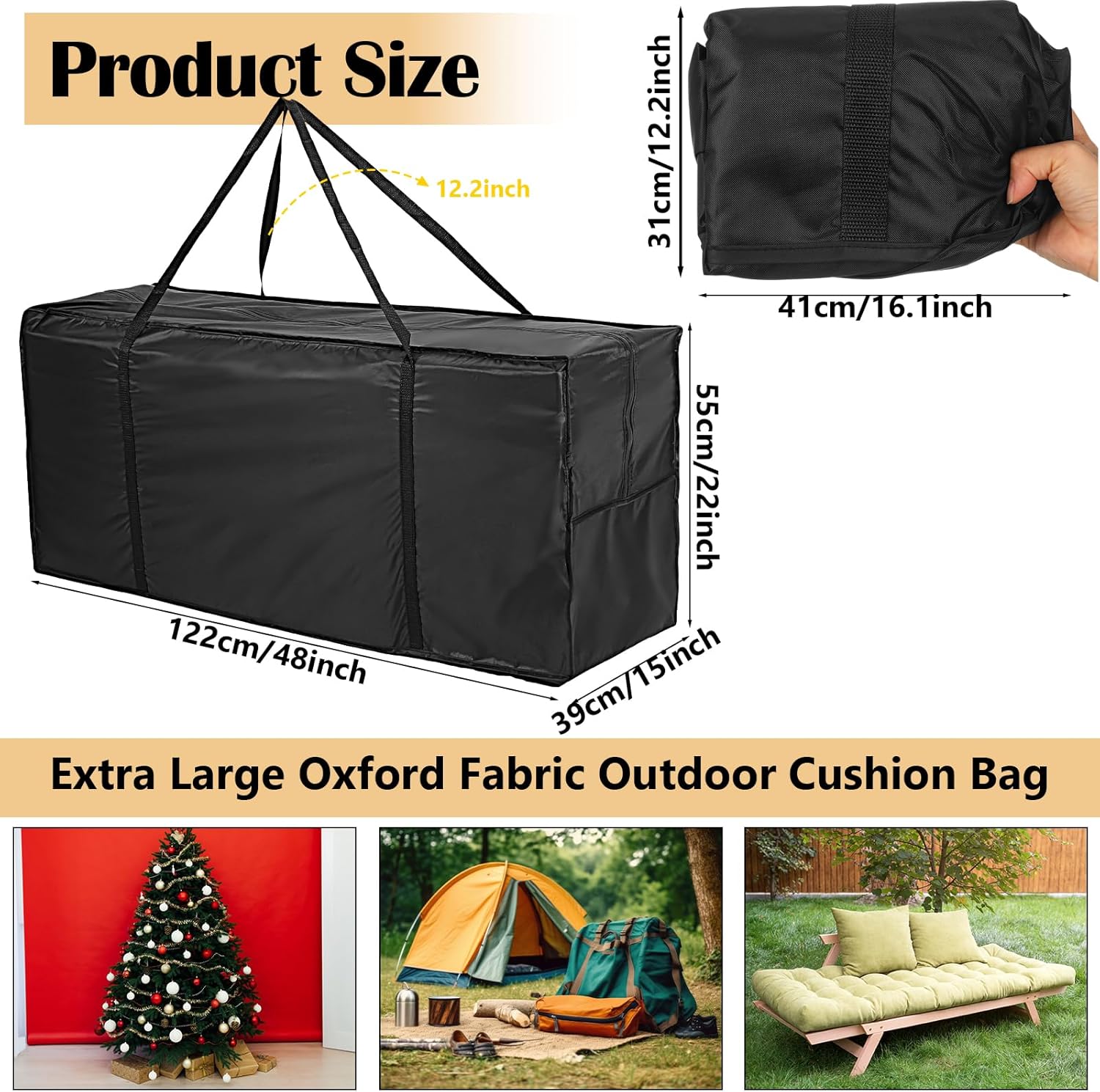 Silkfly 4 bolsas de almacenamiento para cojines de patio, bolsa de almacenamiento para cojines de exterior, bolsa de almacenamiento extra grande