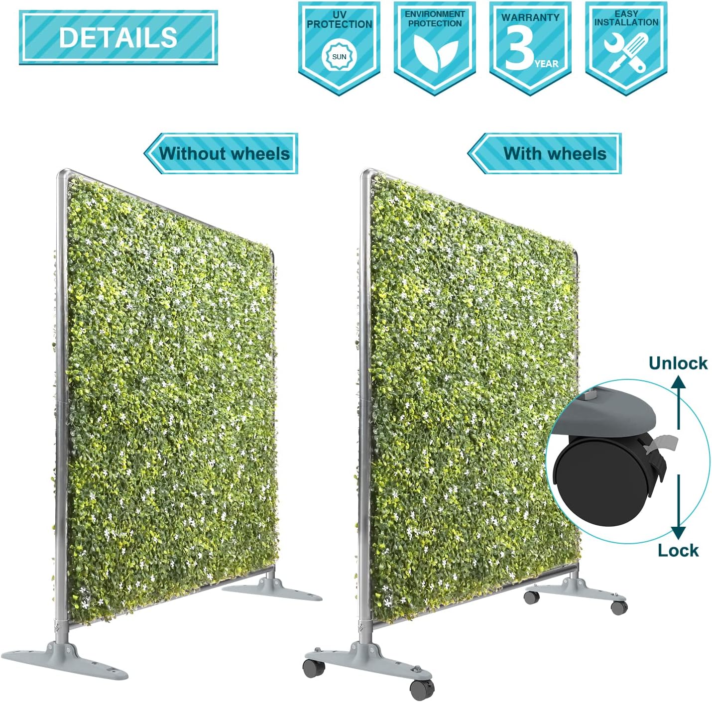 Coarbor Paneles de seto de boj artificial, para pared, follaje, hierba, vegetación, soporte de 60 pulgadas de alto x 40 pulgadas de ancho, pantalla