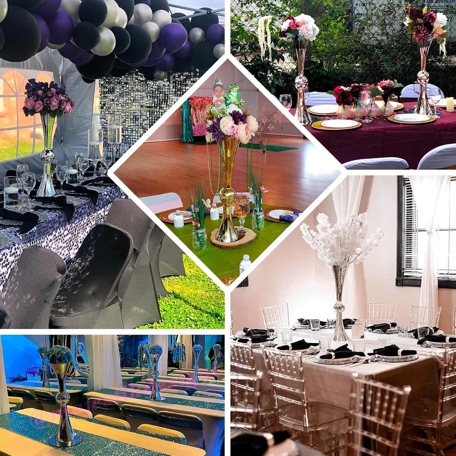 Efavormart – Paquete de 2 jarrones de vidrio reversibles de mercurio champán de 24 pulgadas de alto para decoración de bodas