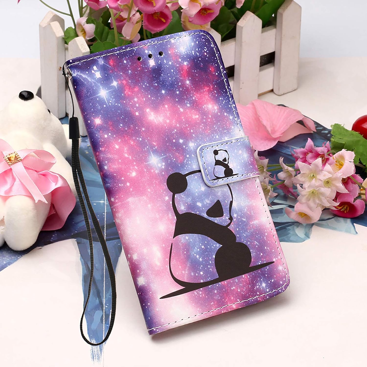 ONV Funda tipo cartera para Xiaomi Poco X3 NFC, funda de teléfono con patrón de animales con soporte para tarjetas, funda de cuero con cierre