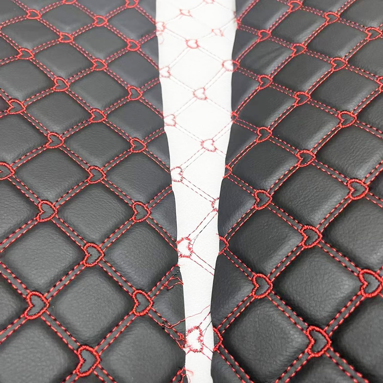 Tela de vinilo de espuma acolchada con patrón de corazón con respaldo de esponja de 0.23 pulgadas, tela de piel sintética para techo de automóvil,