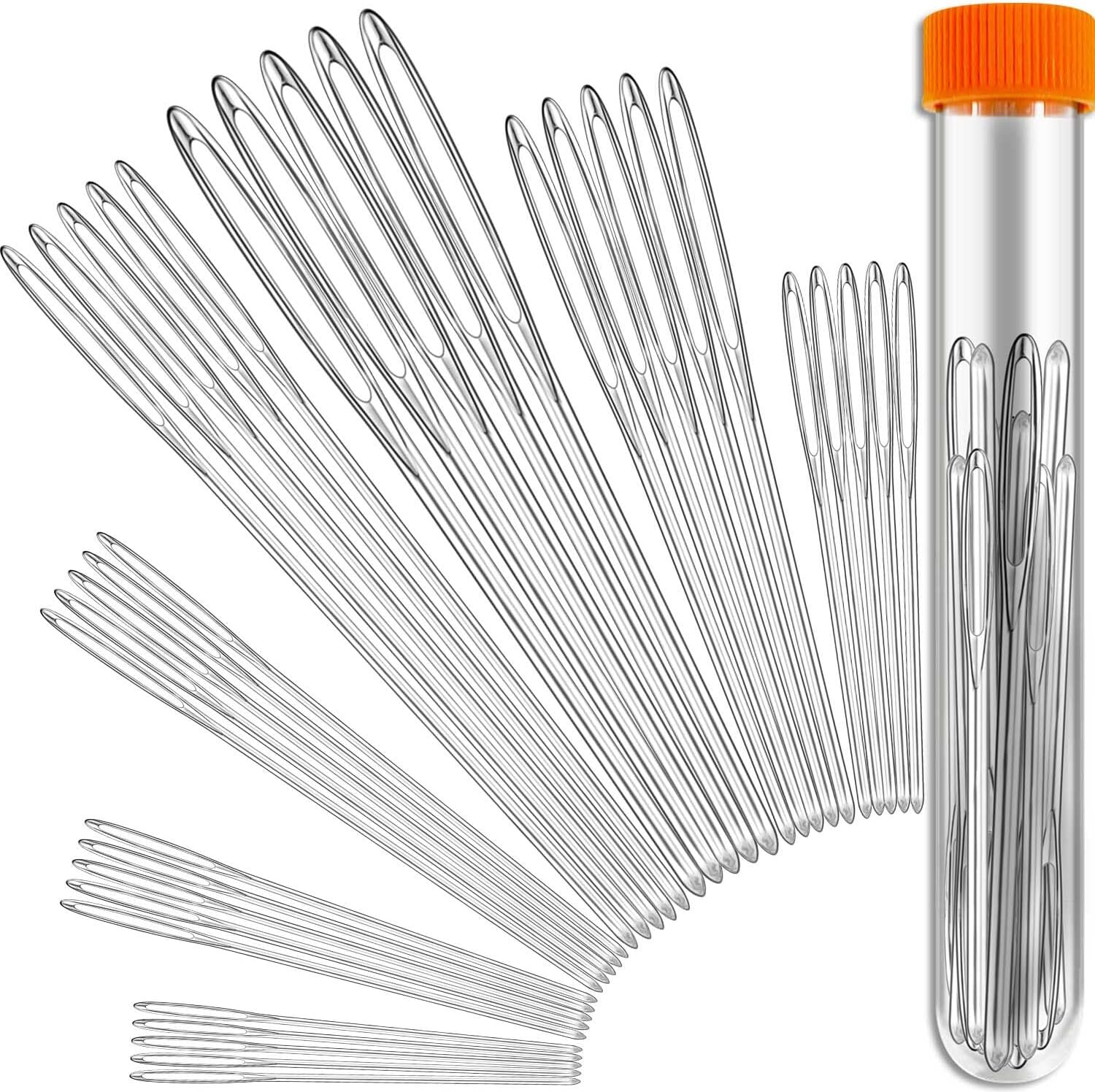 35 agujas romas de ojo grande, agujas de hilo de acero inoxidable de 7 tamaños, agujas de coser grandes para coser a mano, manualidades, tejer,