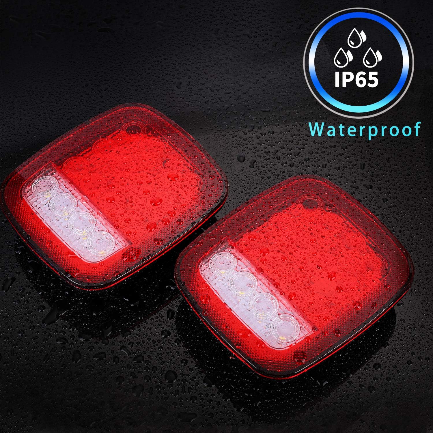 Donepart 16 luces LED para remolque, luces traseras cuadradas universales, luces traseras planas y combinadas, luces de freno de marcha atrás para
