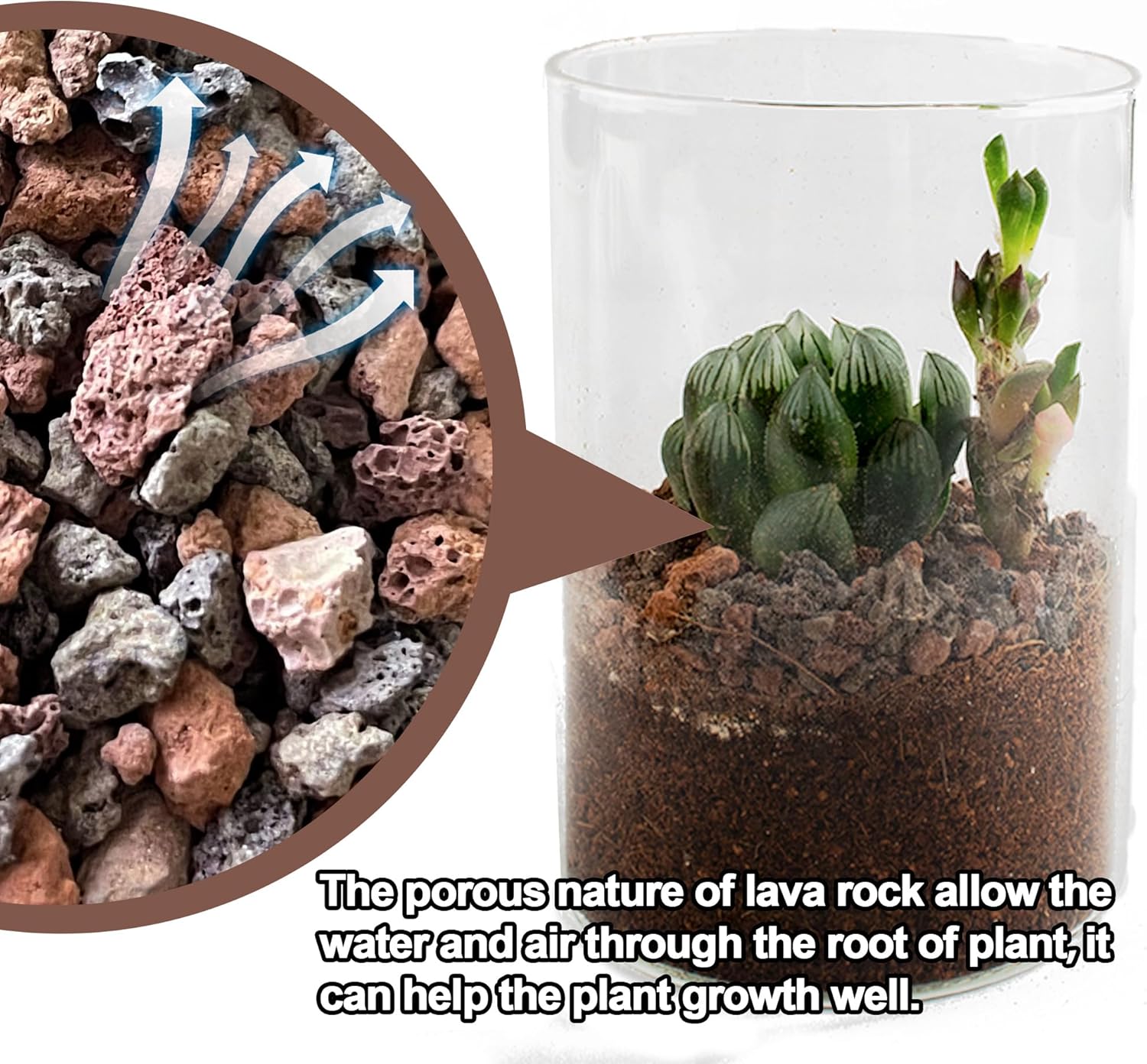Mezcla de rocas de lava de 3 libras para plantas, para horticultura, roca volcánica, grava para paisajismo, drenaje, suculentas, bonsái, rellenos de