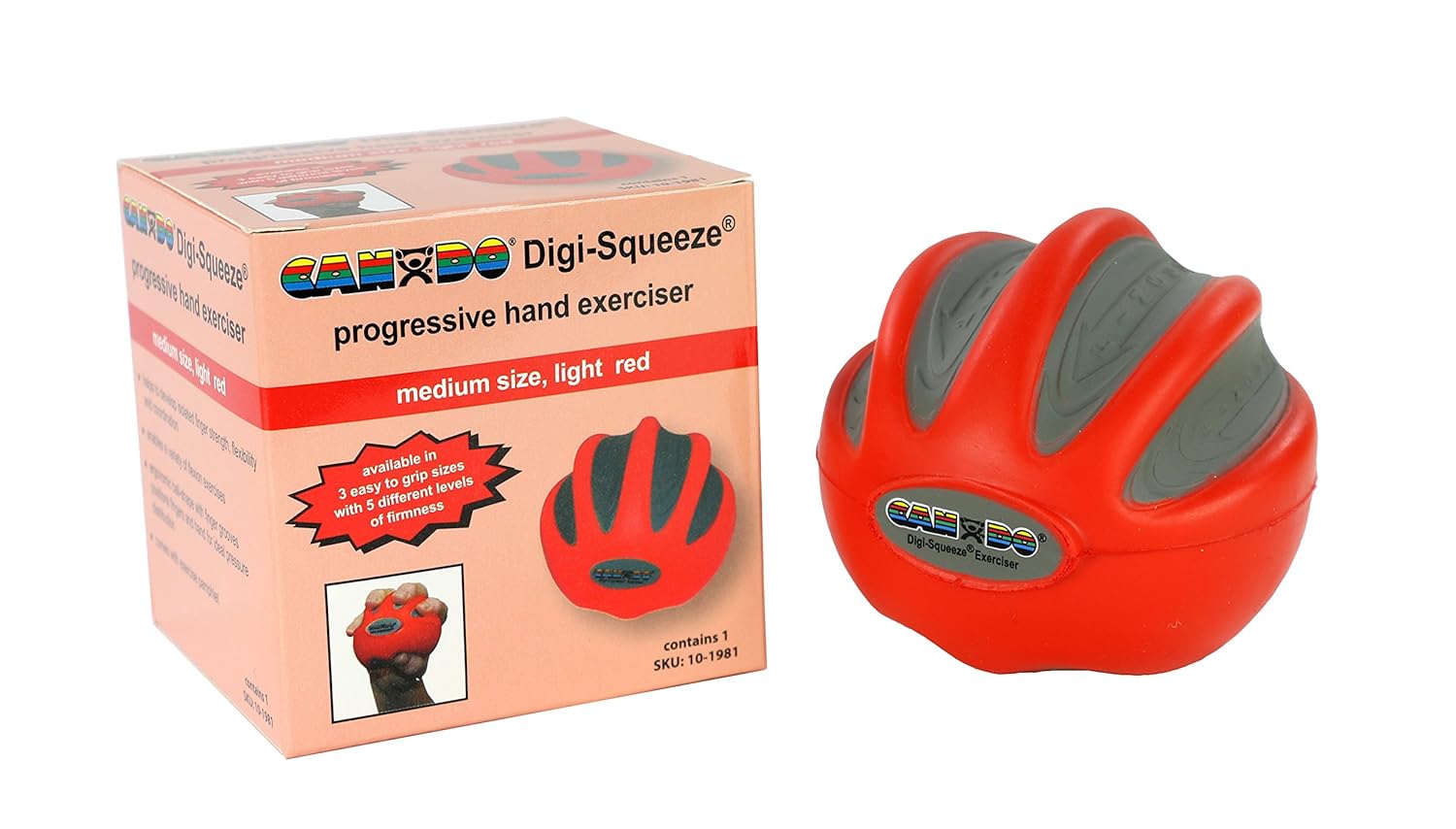 CanDo 10-1995Digi-squeeze Ejercitador para manos, Grande, M, Luz roja, 1