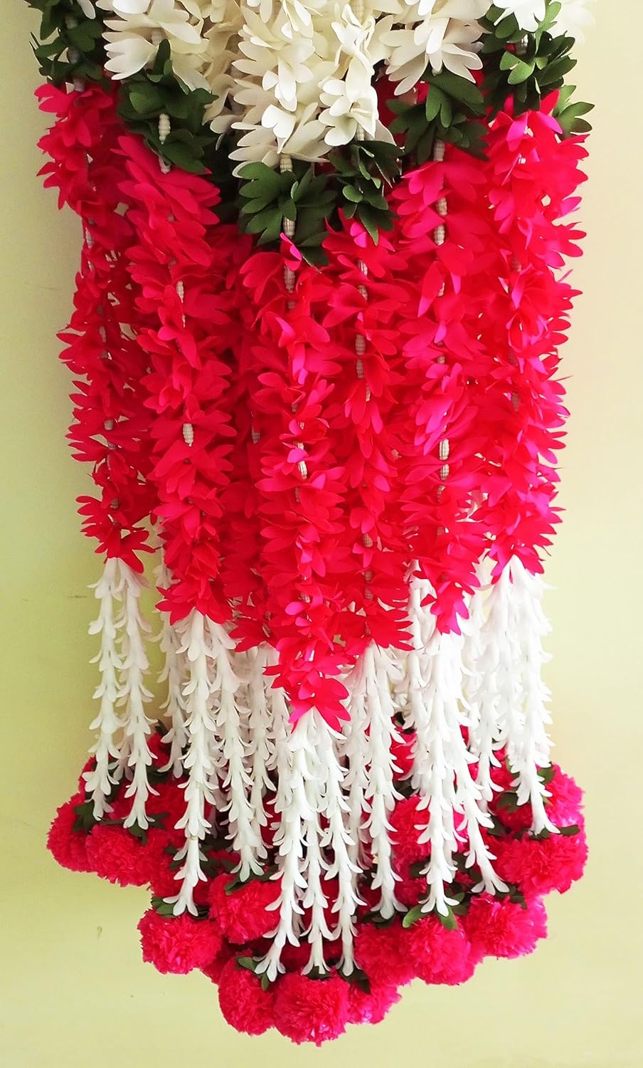 afarza – Guirnalda de flores artificiales Toran para puerta, entrada, decoración del hogar, 4 piezas, 5 pies (blanco-rosa)
