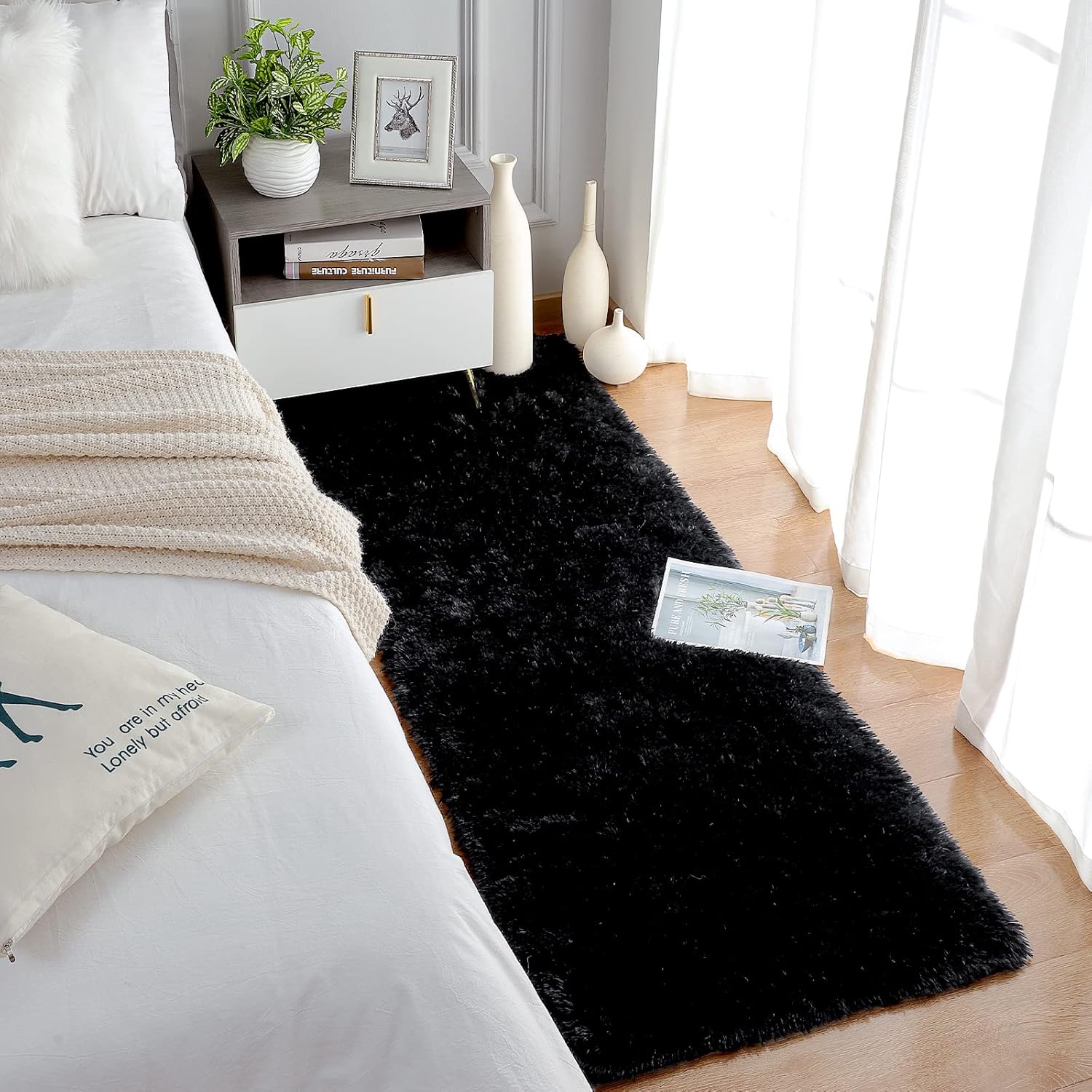 Chicrug – Alfombra suave de 2 x 6pies, mullida y peluda, el pelo no se desprende, para dormitorio, sala de estar, corredor, guardería, habitación