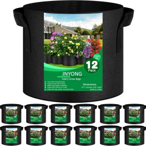 JNYONG NYONG – Paquete de 12 bolsas de cultivo no tejidas gruesas de 25 galones, macetas de tela de aireación con asas (negro) JNYONG NYONG – Paquete de 12 bolsas de cultivo no tejidas gruesas de 25 galones, macetas de tela de aireación con asas (negro)