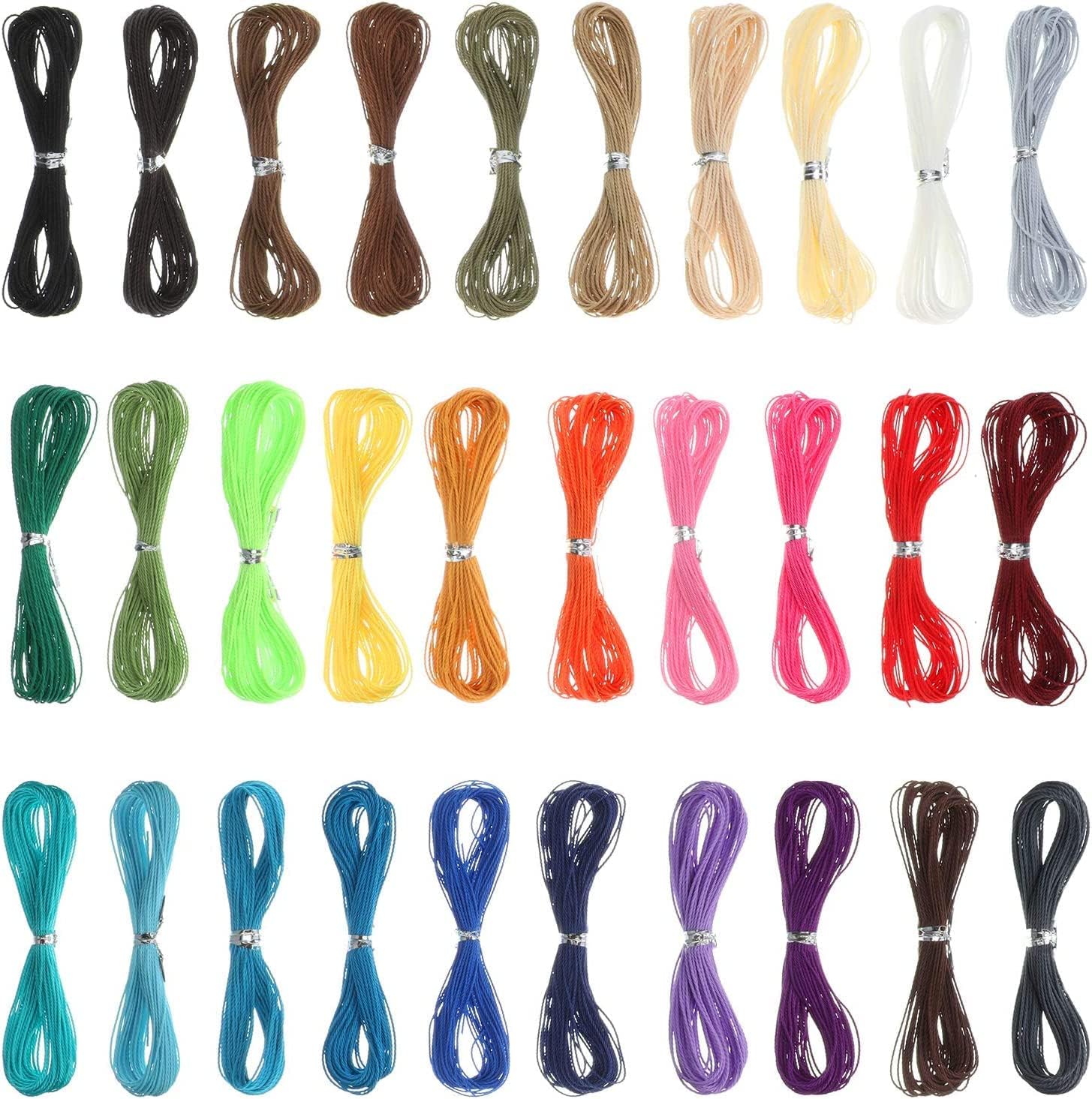 Hilo encerado de cuentas de 30 colores, hilo encerado de 0.039 pulgadas, hilo encerado para hacer collares, pulseras y joyas