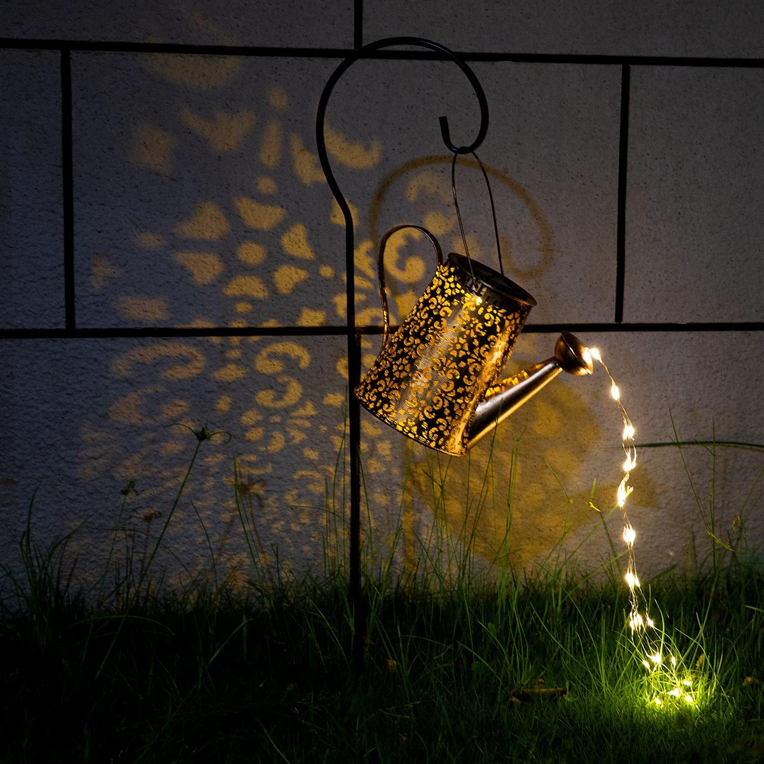 Luces solares para decoración de jardín al aire libre, gran regadera impermeable para colgar, luces de paisaje, decoraciones exteriores para patio,