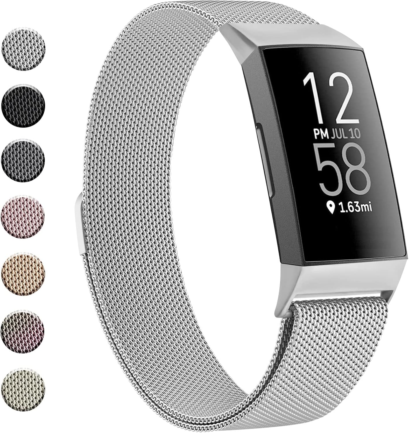 Vancle Correa para Fitbit Charge 4 Band para mujeres y hombres, malla de acero inoxidable transpirable pulsera con cierre magnético ajustable para