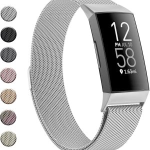 Vancle Correa para Fitbit Charge 4 Band para mujeres y hombres, malla de acero inoxidable transpirable pulsera con cierre magnético ajustable para Vancle Correa para Fitbit Charge 4 Band para mujeres y hombres, malla de acero inoxidable transpirable pulsera con cierre magnético ajustable para