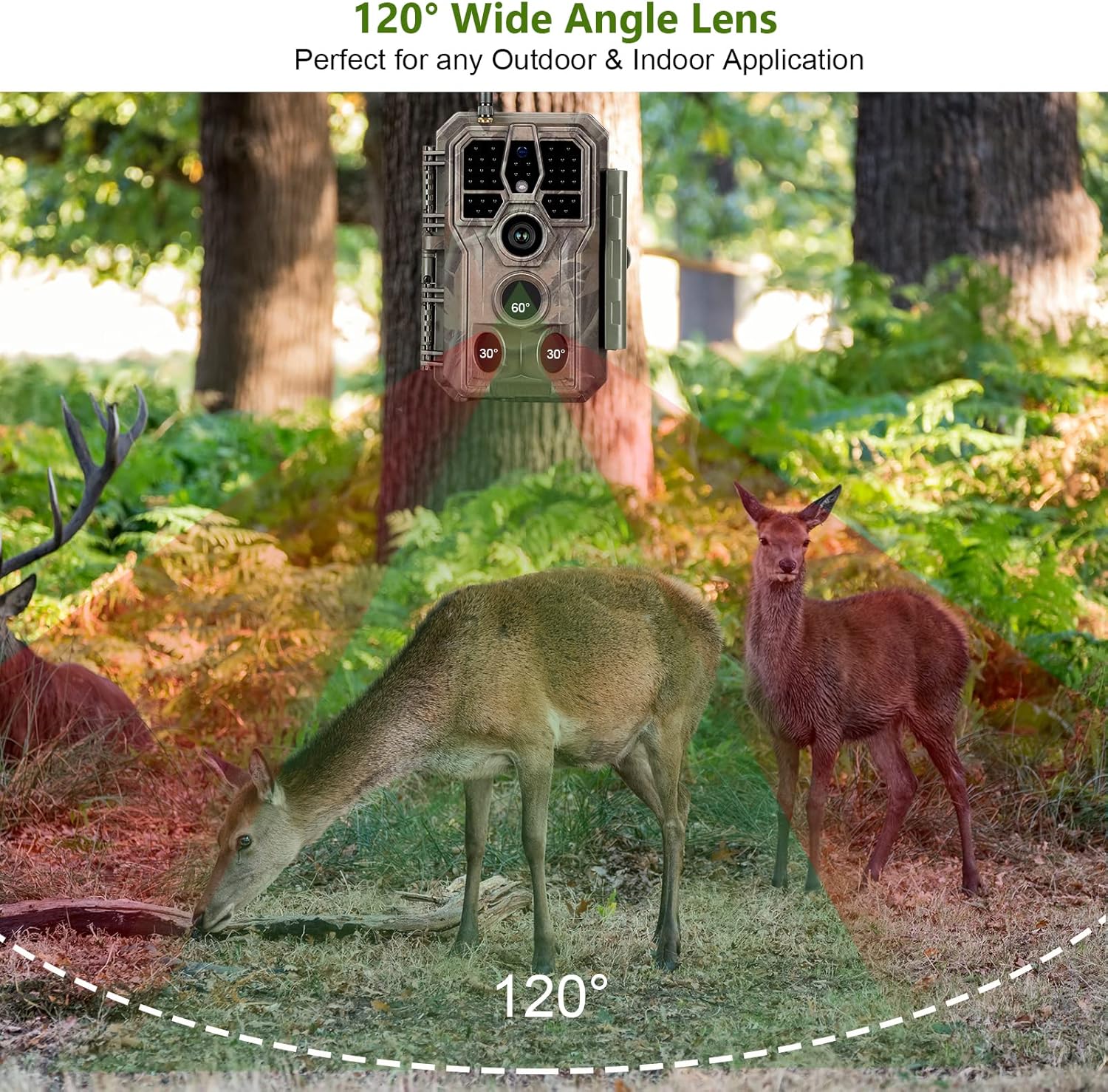 Folgtek Cámara WiFi Trail Game Cam 48MP 1296P HD grabación de sonido de video, visión nocturna clara y detección de movimiento de alta sensibilidad