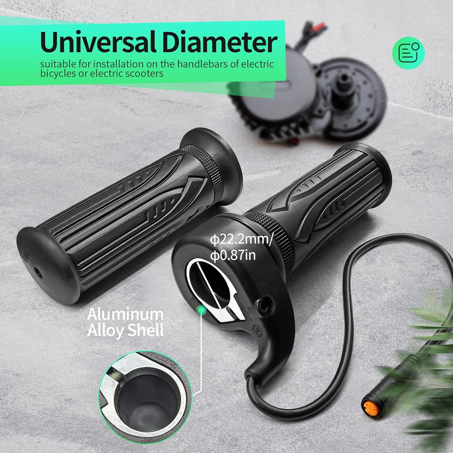 MUSELK Bicicleta eléctrica 20X Full Half Twist Acelerador Mango derecho Acelerador 3PIN Conector hembra para BBS01 BBS02 BBSHD Mid Motor Acelerador