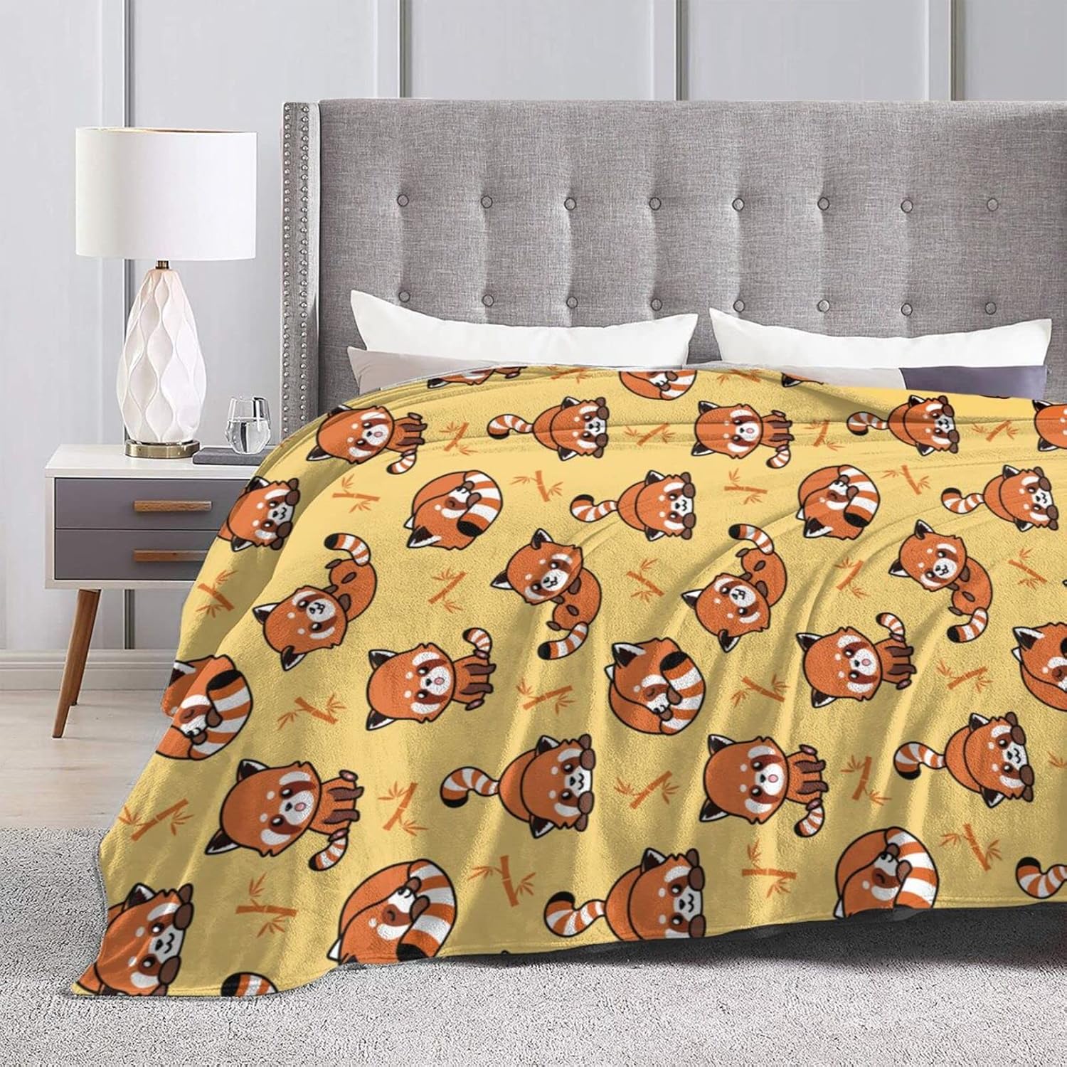 Manta de panda rojo, para adultos, mujeres, hombres, niños y niñas, ligera, suave, linda, acogedora manta de franela de vellón para sofá o cama, 60