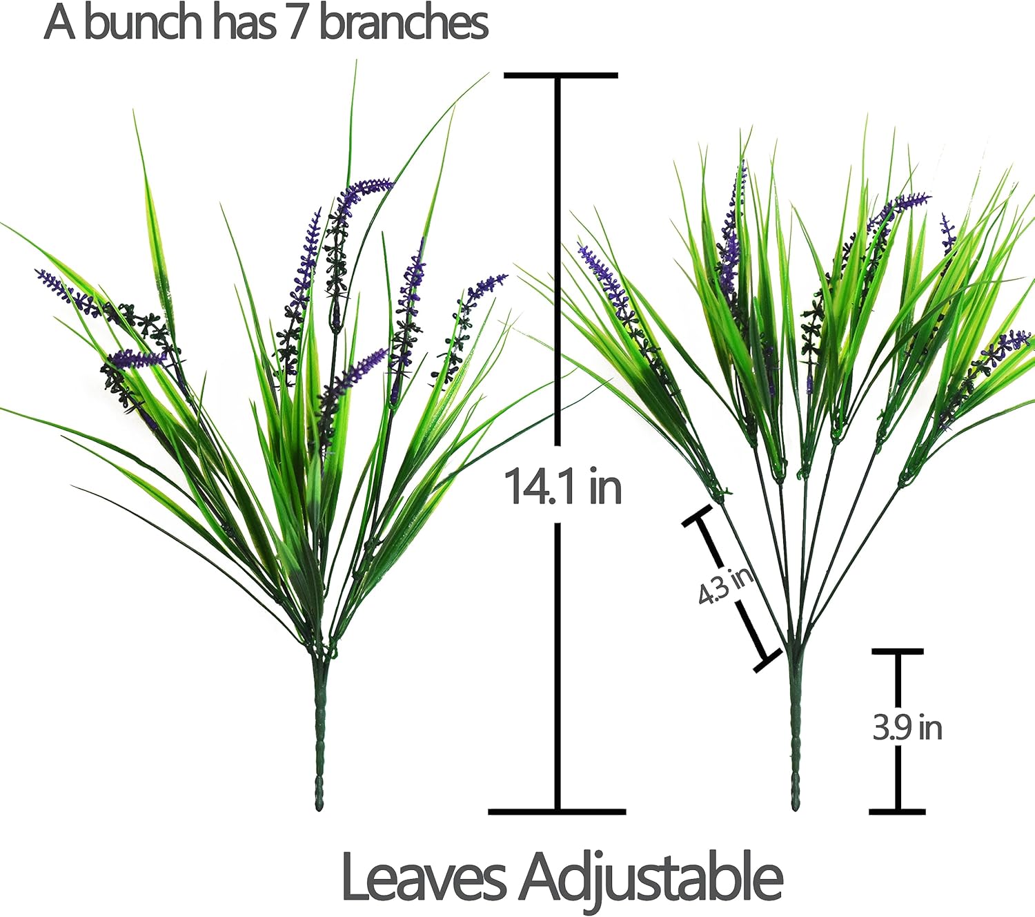 6 plantas artificiales para exteriores, hierba falsa de mono con flores, hierba con flores moradas, flores de imitación para decoración de ventana,