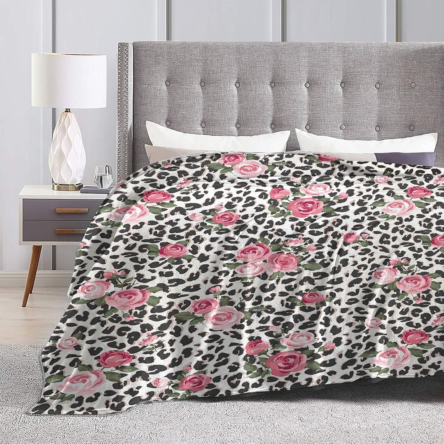 Manta de forro polar sin costuras con diseño de rosa bonita para sofá, gruesa y mullida, cálida y suave, para sofá, 40 x 50 pulgadas