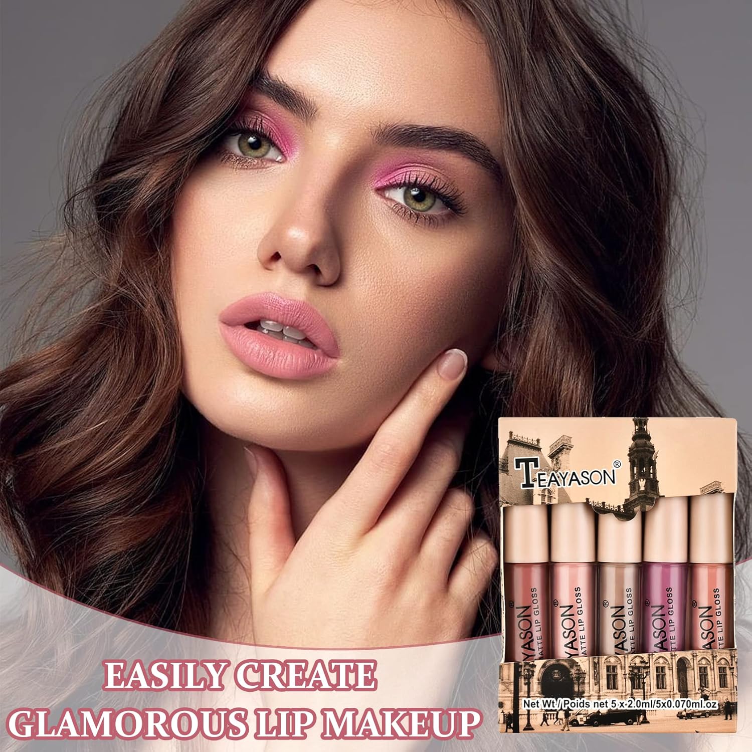 NVLEPTAP Juego de 5 lápices labiales líquidos mate nude de terciopelo nude brillo labial tinte de labios de larga duración, impermeable,