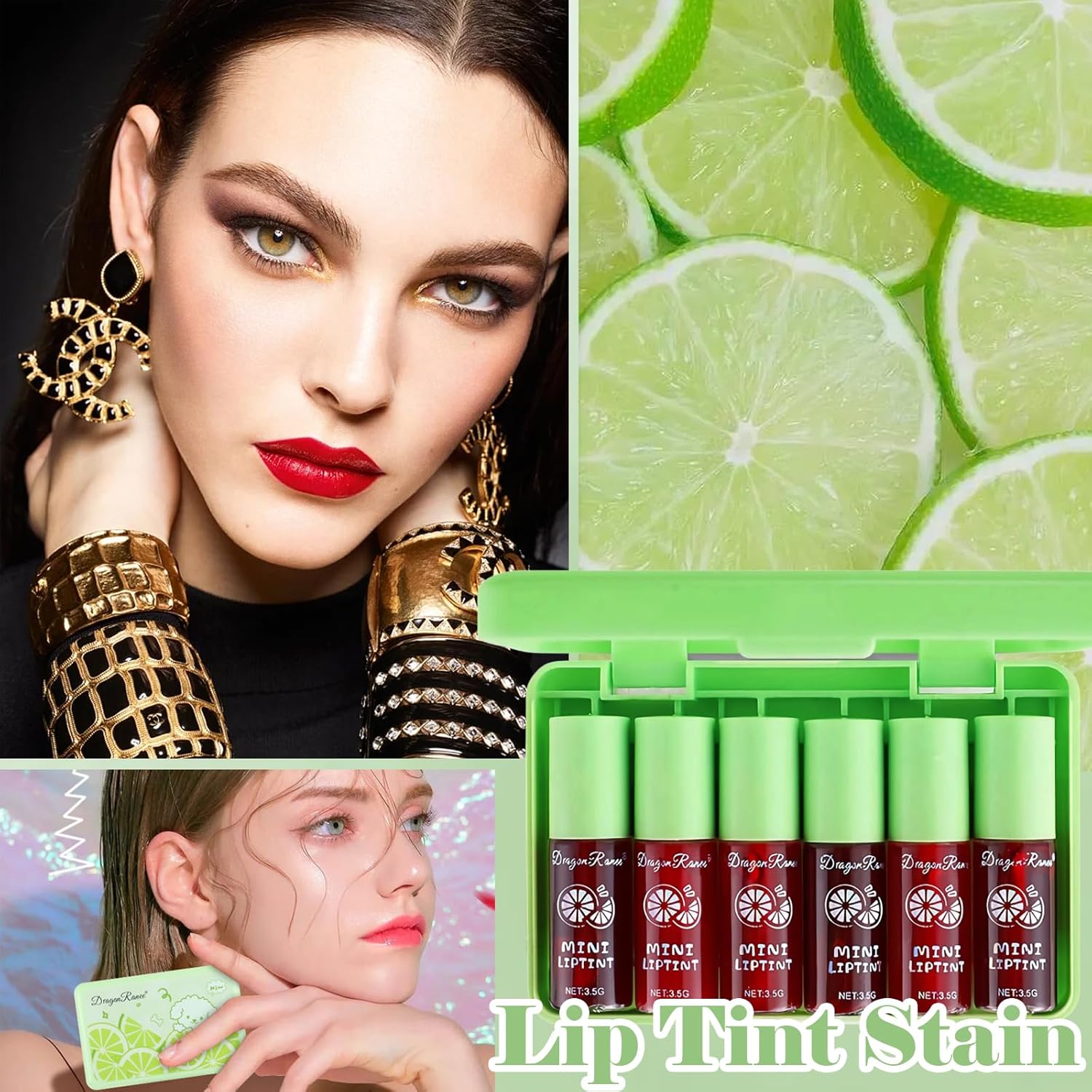 Juego de tintes de labios de 6 colores, tinte de labios coreano, mini lápiz labial líquido hidratante, bálsamo labial con brillo de labios tintado,