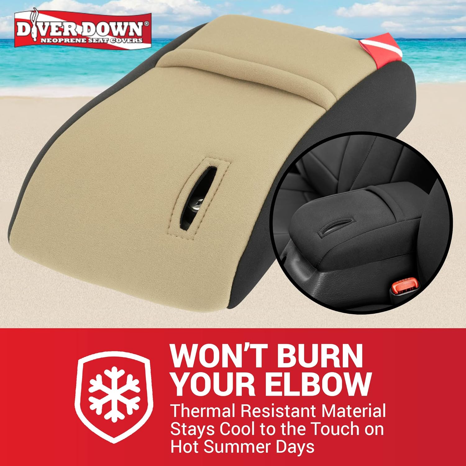 Diver Down Funda de neopreno para consola central  Se adapta a Jeep 1997-2006 TJ Wrangler  Funda acolchada para reposabrazos  No te quema el codo