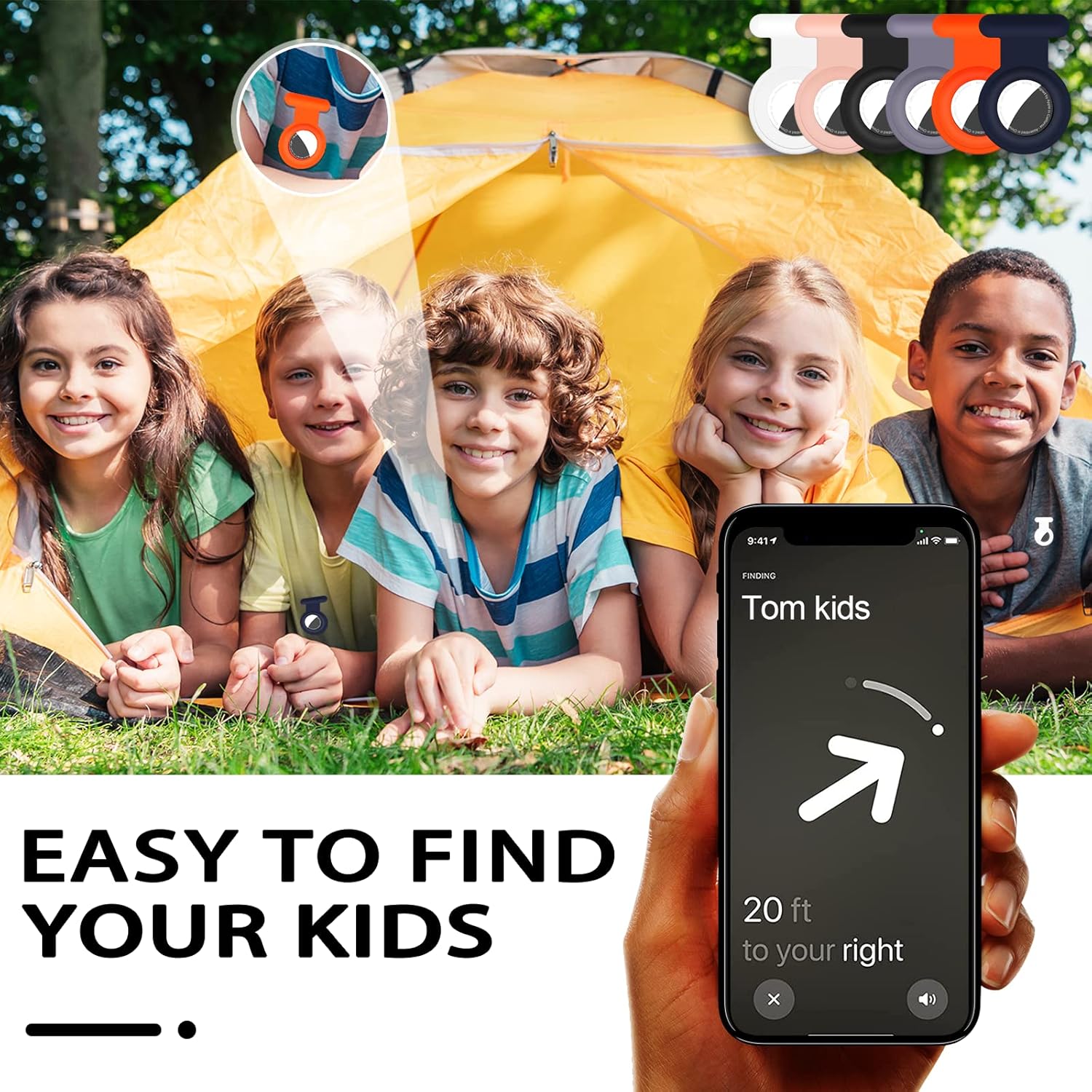 Compatible con funda AirTag, funda de silicona suave para AirTag rastreador GPS oculto, broches estilo AirTag antiarañazos, para niños, ancianos,