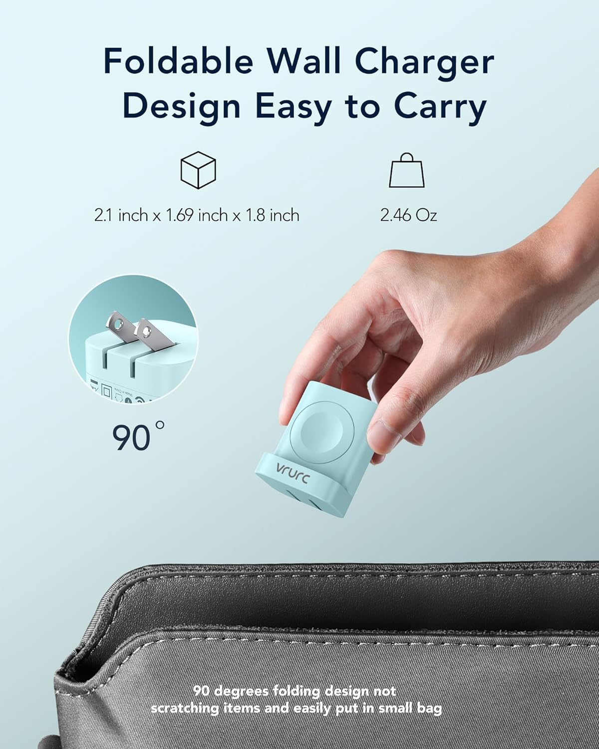VRURC Cargador para Apple Watch, cargador 3 en 1 PD de 20 W con carga inalámbrica magnética y puertos duales, bloque de carga de pared USB C