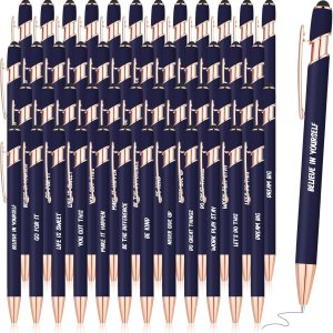 Yeaqee 48 bolígrafos inspiradores, bolígrafos motivacionales, tinta negra, con citas retráctiles, con punta de lápiz capacitivo, bolígrafos con Yeaqee 48 bolígrafos inspiradores, bolígrafos motivacionales, tinta negra, con citas retráctiles, con punta de lápiz capacitivo, bolígrafos con