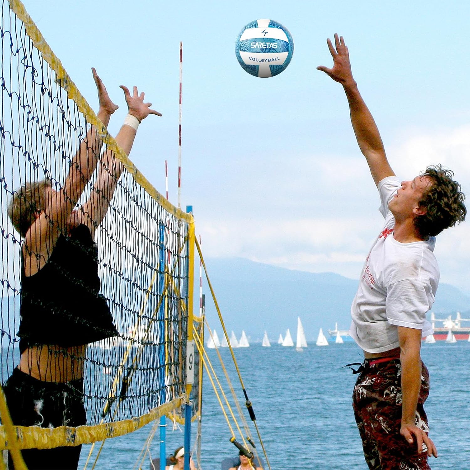 SARETAS Voleibol de voleibol suave de playa, tamaño oficial para escuela, interior, exterior y juego de gimnasio, juego de entrenamiento, juego para