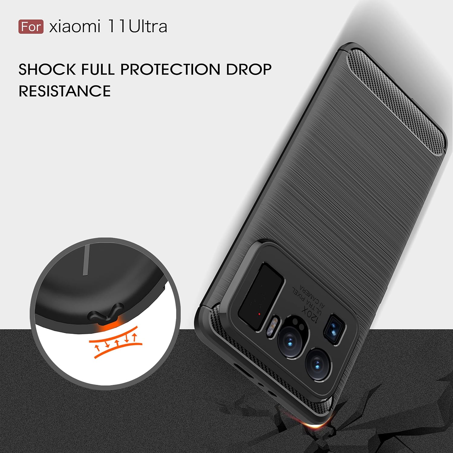 Funda compatible con Xiaomi Mi 11 Ultra, cubierta de diseño de textura de fibra de carbono, funda de absorción de impactos diseñada para Xiaomi Mi