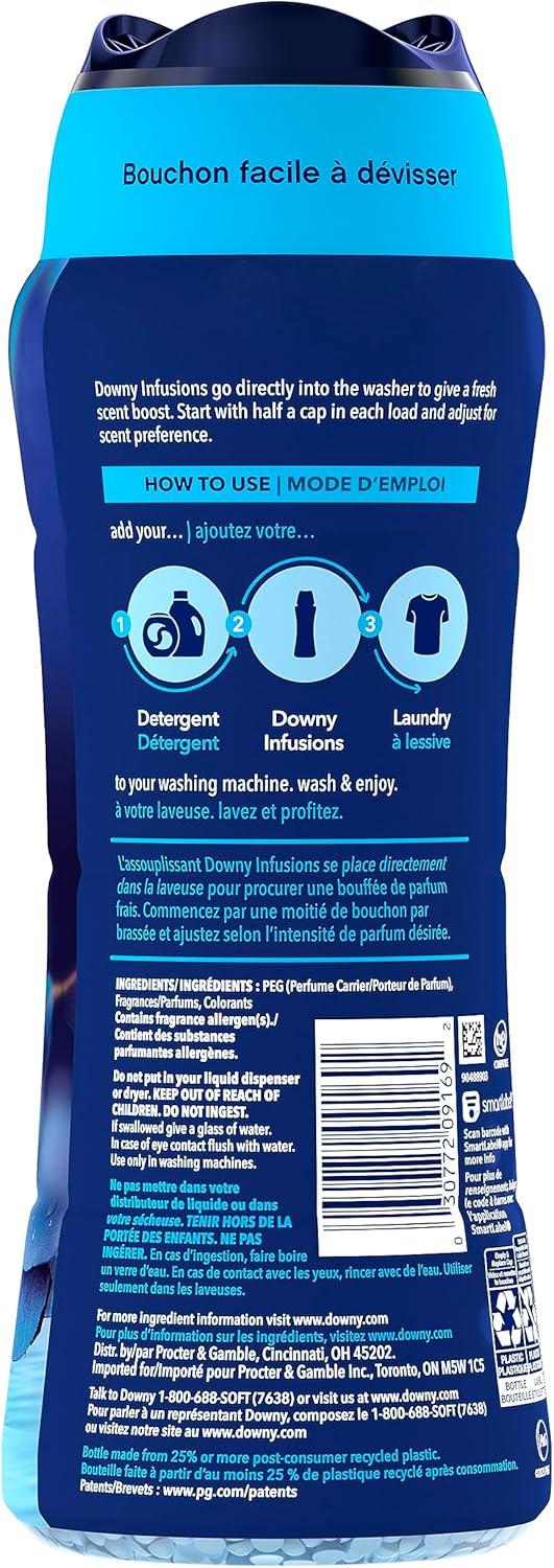 Downy Infusiones – Cuentas potenciadoras de aroma para lavar, equilibrar, lluvia crujiente y eucalipto azul, 18.2 onzas