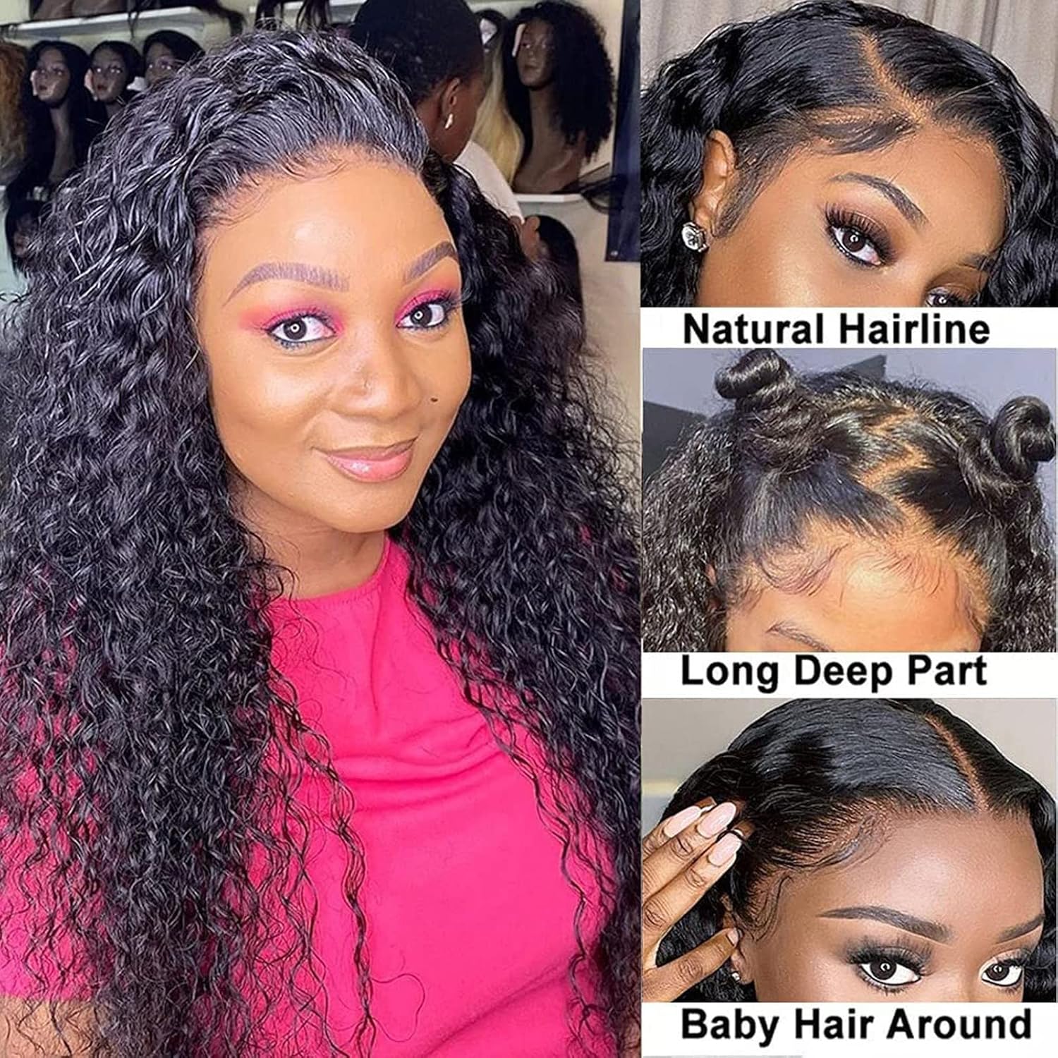 Sandistore Pelucas de cabello humano de grado para mujeres negras, pelucas brasileñas sin pegamento con abuelitos de aspecto natural