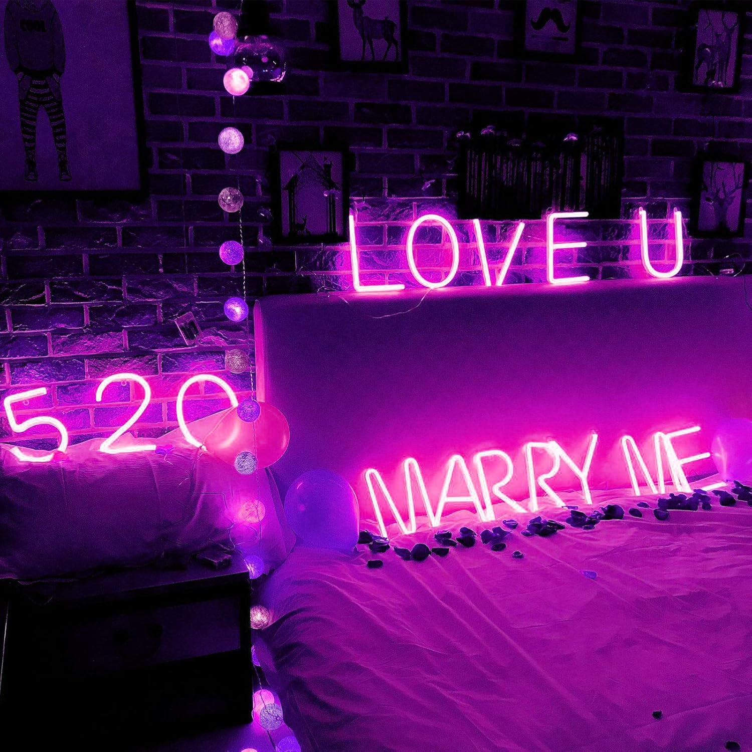 Letras con luces LED de neón, letreros luminosos, 26 letras del alfabeto, funciona con pilas, lámpara de noche creativa para decoración del hogar,