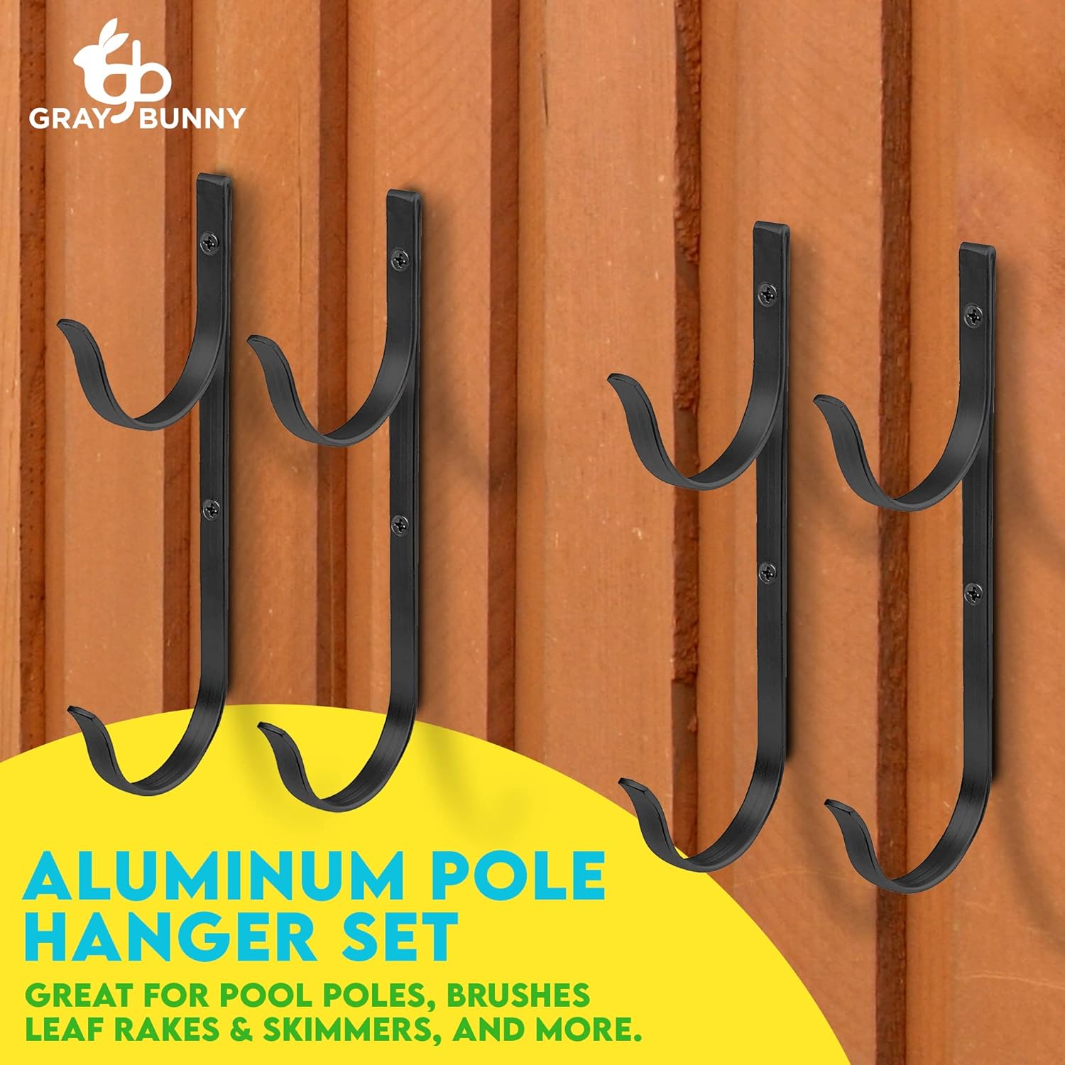 Gray Bunny Percha para poste de piscina, 4 piezas de aluminio negro de alta calidad, accesorios de piscina, para postes telescópicos, skimmers,