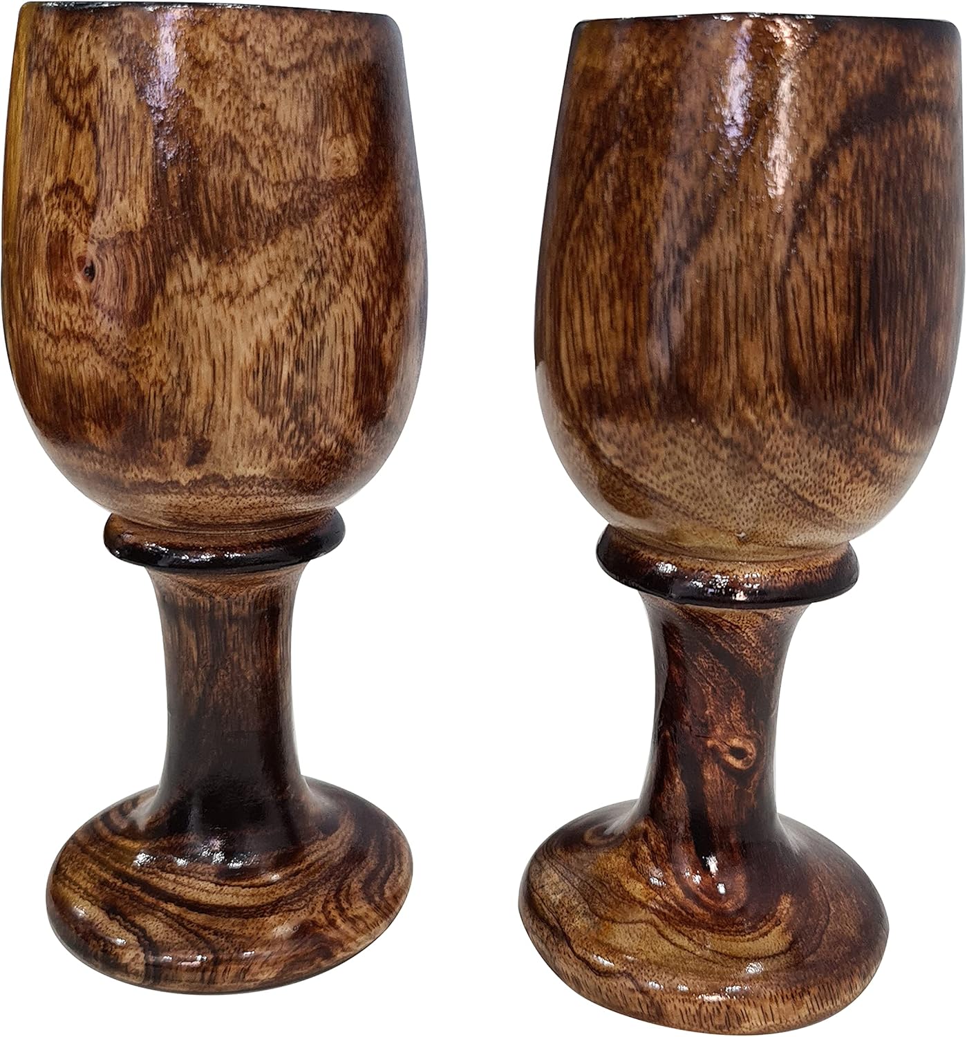 collectiblesBuy Juego de 2 copas de vino de madera rústica vintage, cáliz de madera, ecológica, para bar