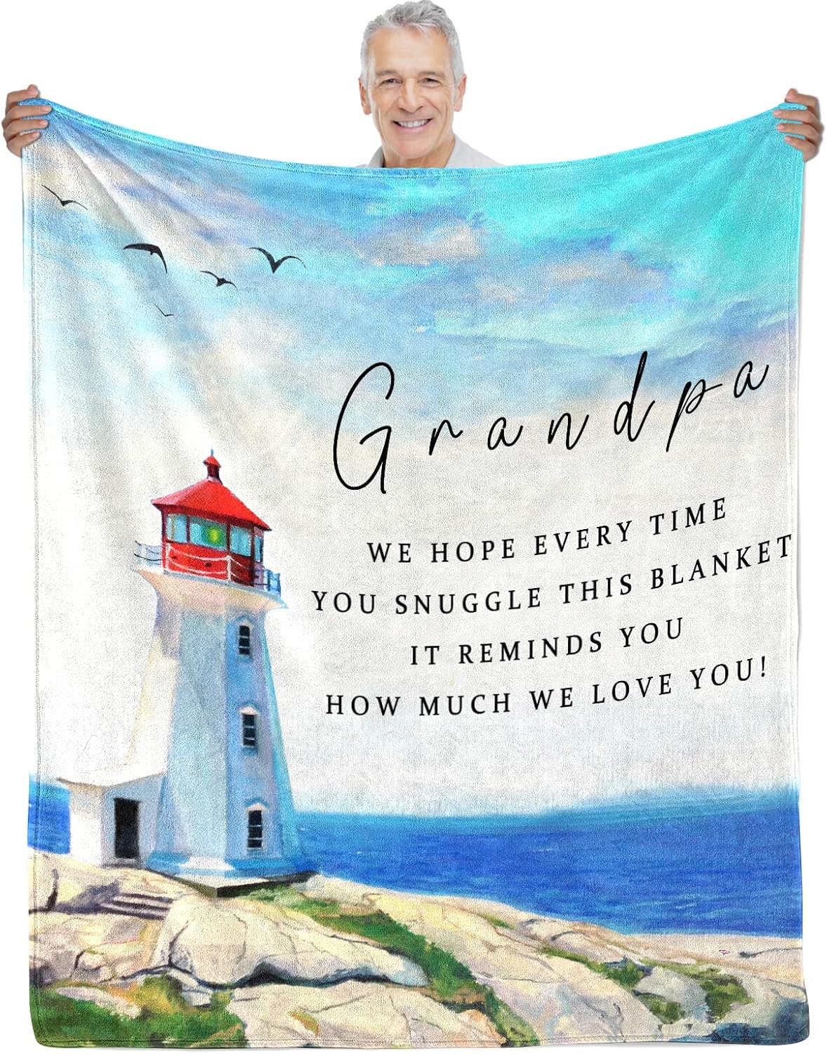 Mantas para el abuelo de nietos, regalos de cumpleaños para el abuelo de parte de la nieta, mantas y mantas ultra suaves de franela de forro polar
