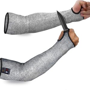 Evridwear – 1 par de mangas resistentes a cortes para protección de brazos en el trabajo, EN388 Nivel 5, contra perforaciones, con o sin orificio Evridwear – 1 par de mangas resistentes a cortes para protección de brazos en el trabajo, EN388 Nivel 5, contra perforaciones, con o sin orificio