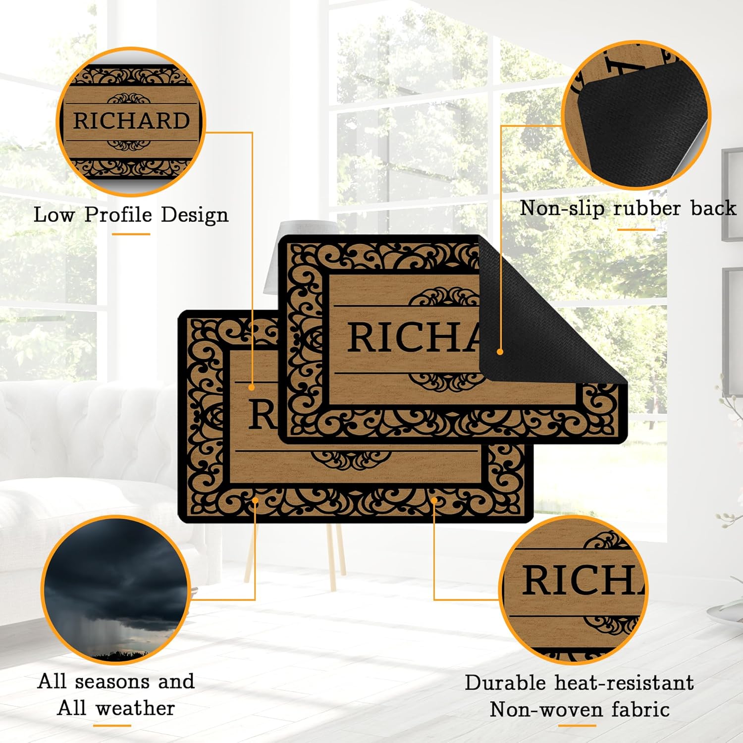 Tapete de bienvenida personalizado para entrada al aire libre  Tapete personalizado para puerta delantera entrada al aire libre  Tapetes decorativos