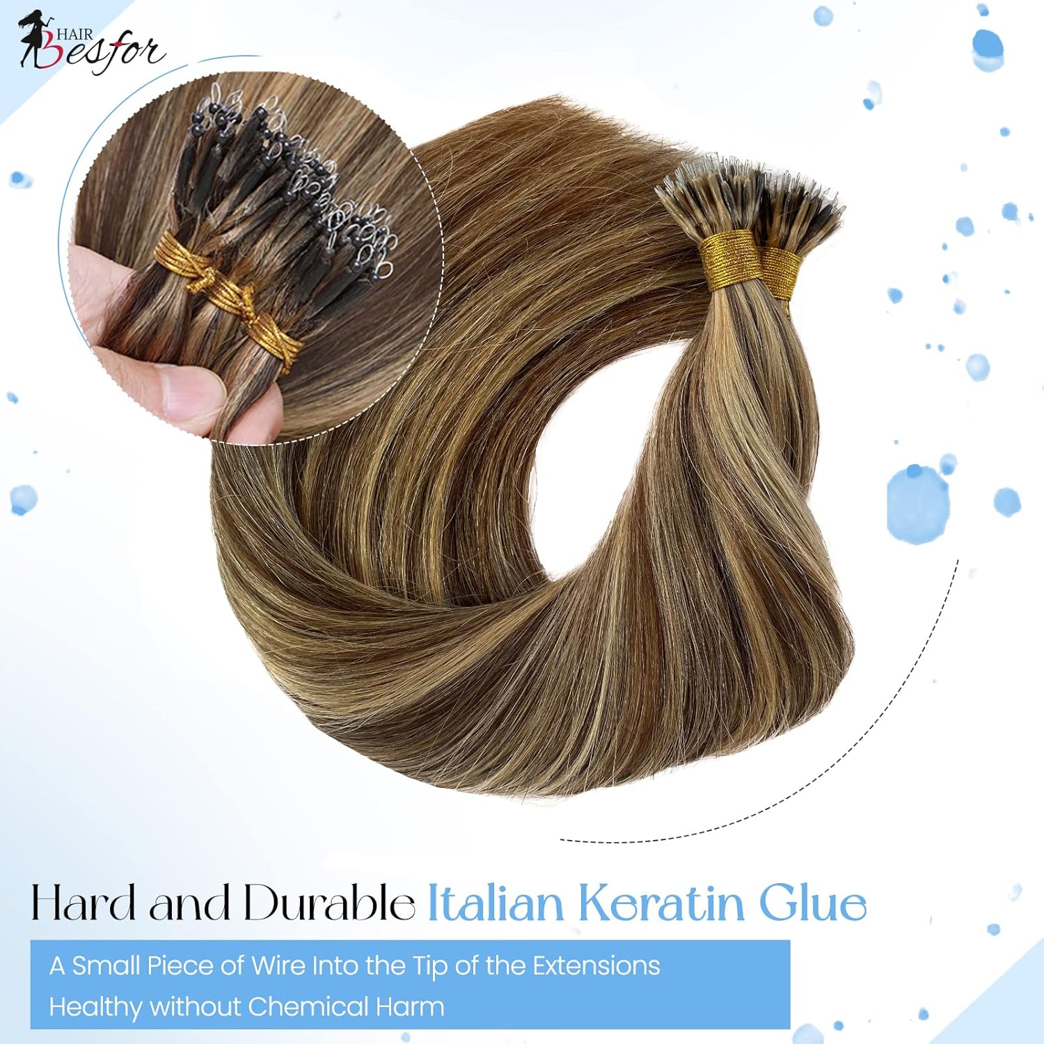 Extensiones de cabello humano con nano cuentas, color degradado, extensiones invisibles de cabello con anillo de micro micro anillo, extensiones de