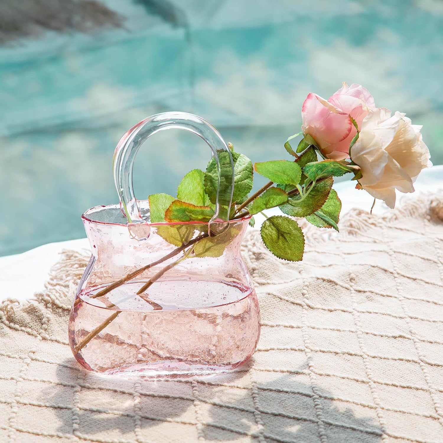 Florero único para centros de mesa, florero estético de cristal para decoración de habitación de flores, bonito jarrón decorativo moderno de vidrio