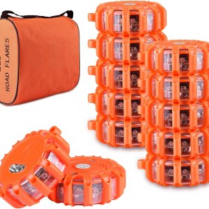 AK Paquete de 12 balizas LED para carretera, luz intermitente de advertencia de seguridad, disco de emergencia para vehículos, barcos con base AK Paquete de 12 balizas LED para carretera, luz intermitente de advertencia de seguridad, disco de emergencia para vehículos, barcos con base