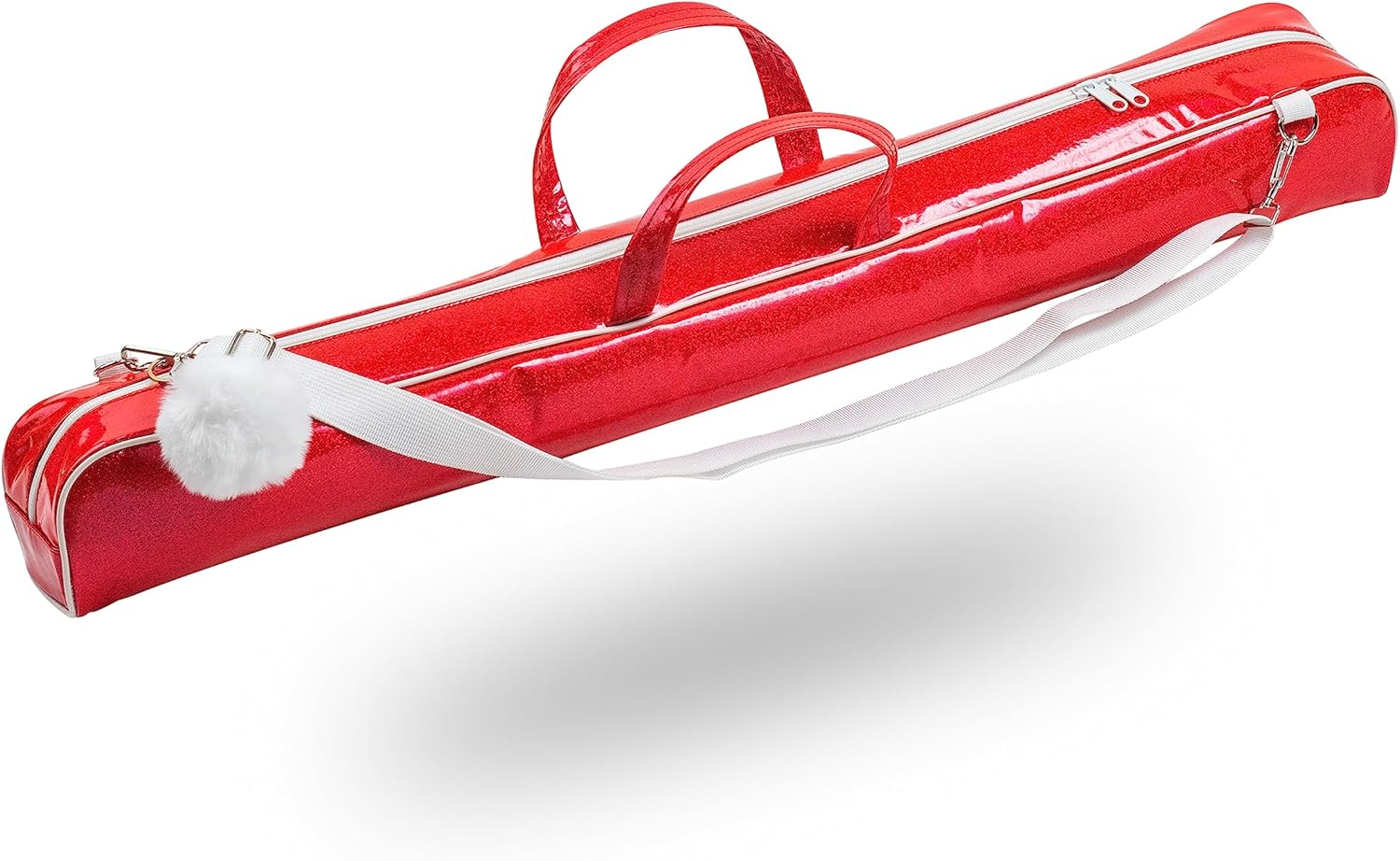 Bolsa de bastón giratorio con correa ajustable para bastón giratorio de 30 pulgadas – Estuche de baton brillante rojo rubí para bastones de baile