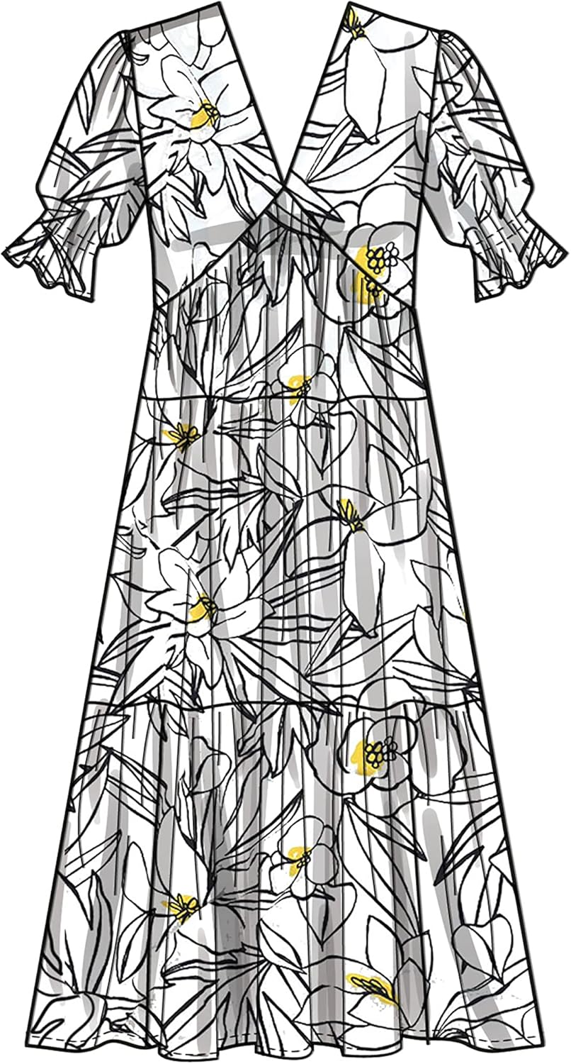 Simplicity Misses’ – Kit de patrón de costura para vestido imperio con cuello en V, código S9702, tallas 8-10-12-14-16, multicolor