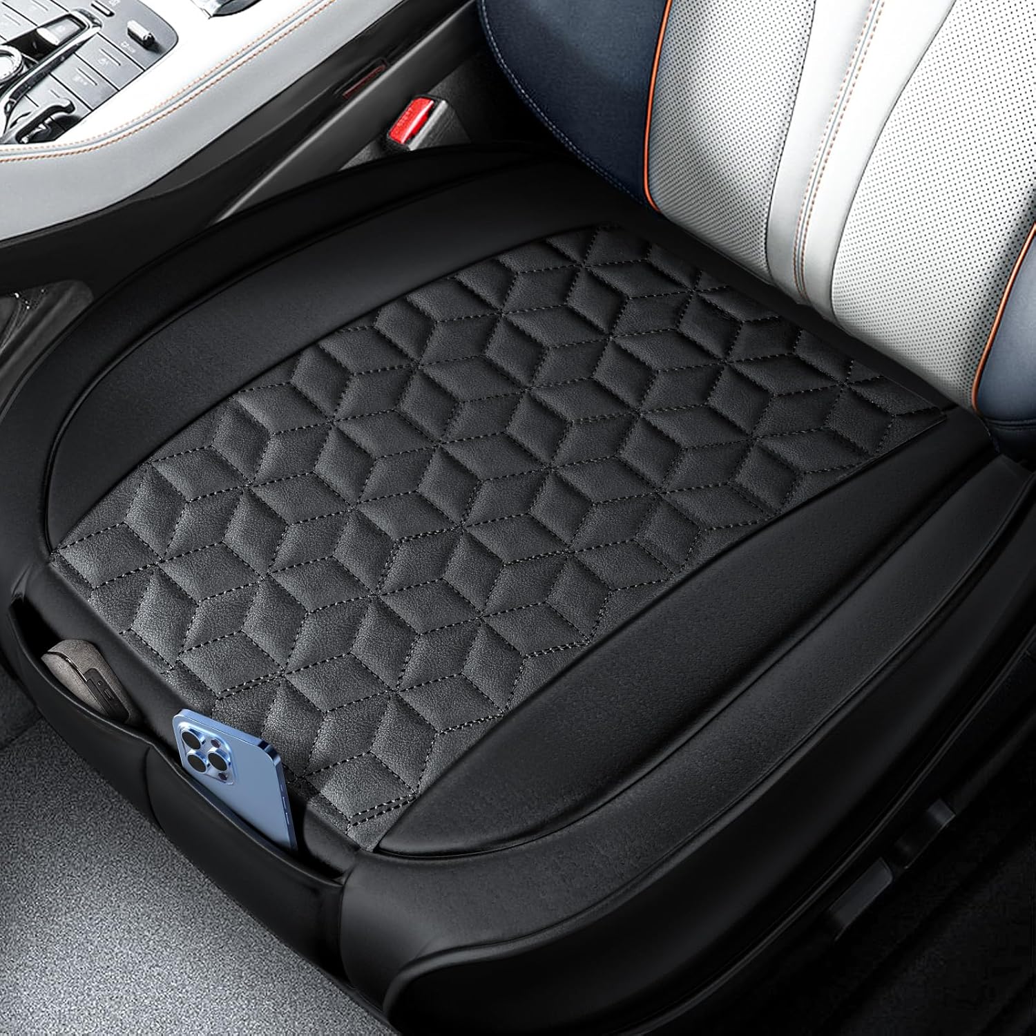 Paquete de 1 funda de asiento de automóvil de alta calidad con 2 almohadillas de esponja más gruesas para mayor comodidad, fundas de asiento