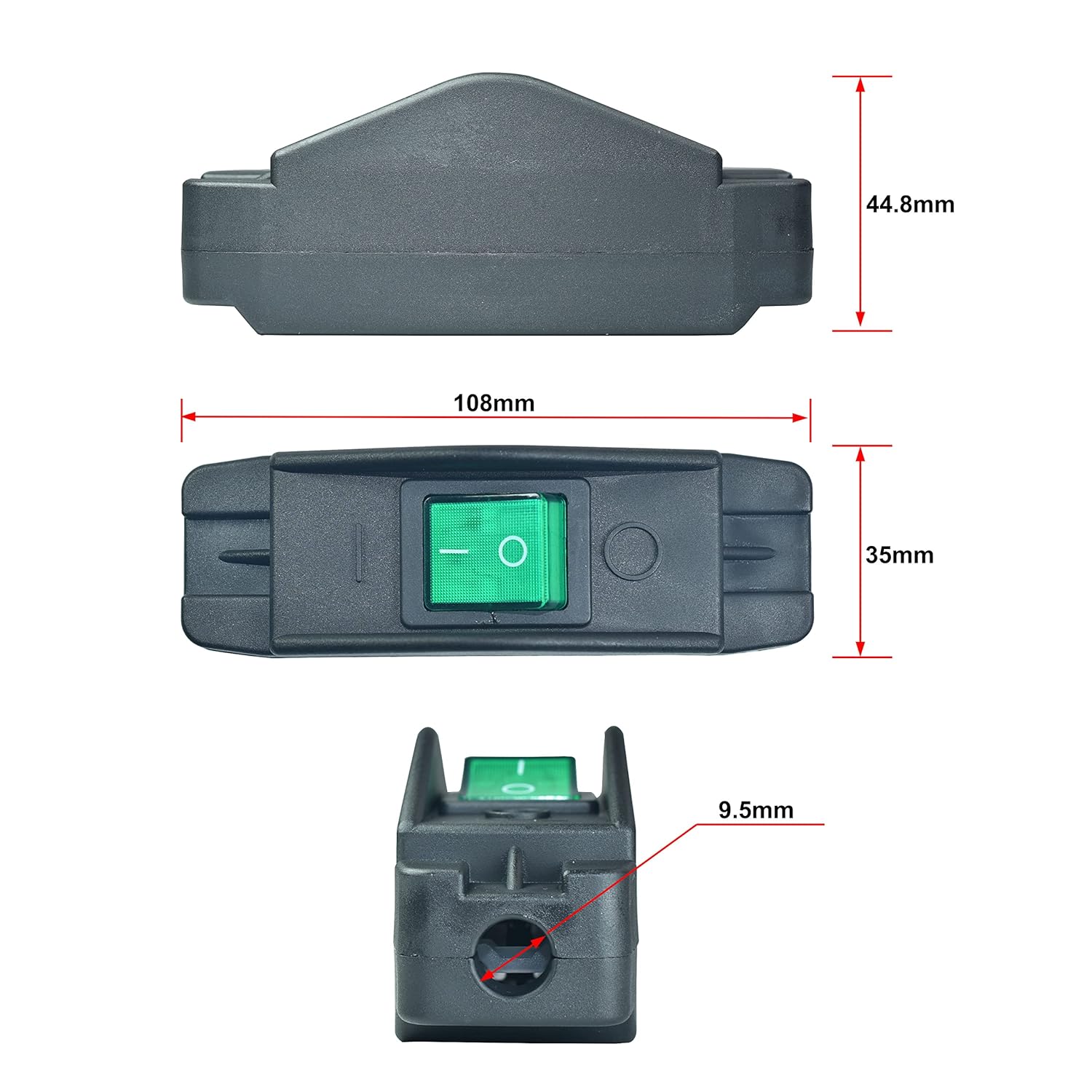 FILSHU Interruptor de cable en línea 20A 125V16A 250V verde Led ONOFF en línea lámpara de alimentación interruptor basculante con terminales