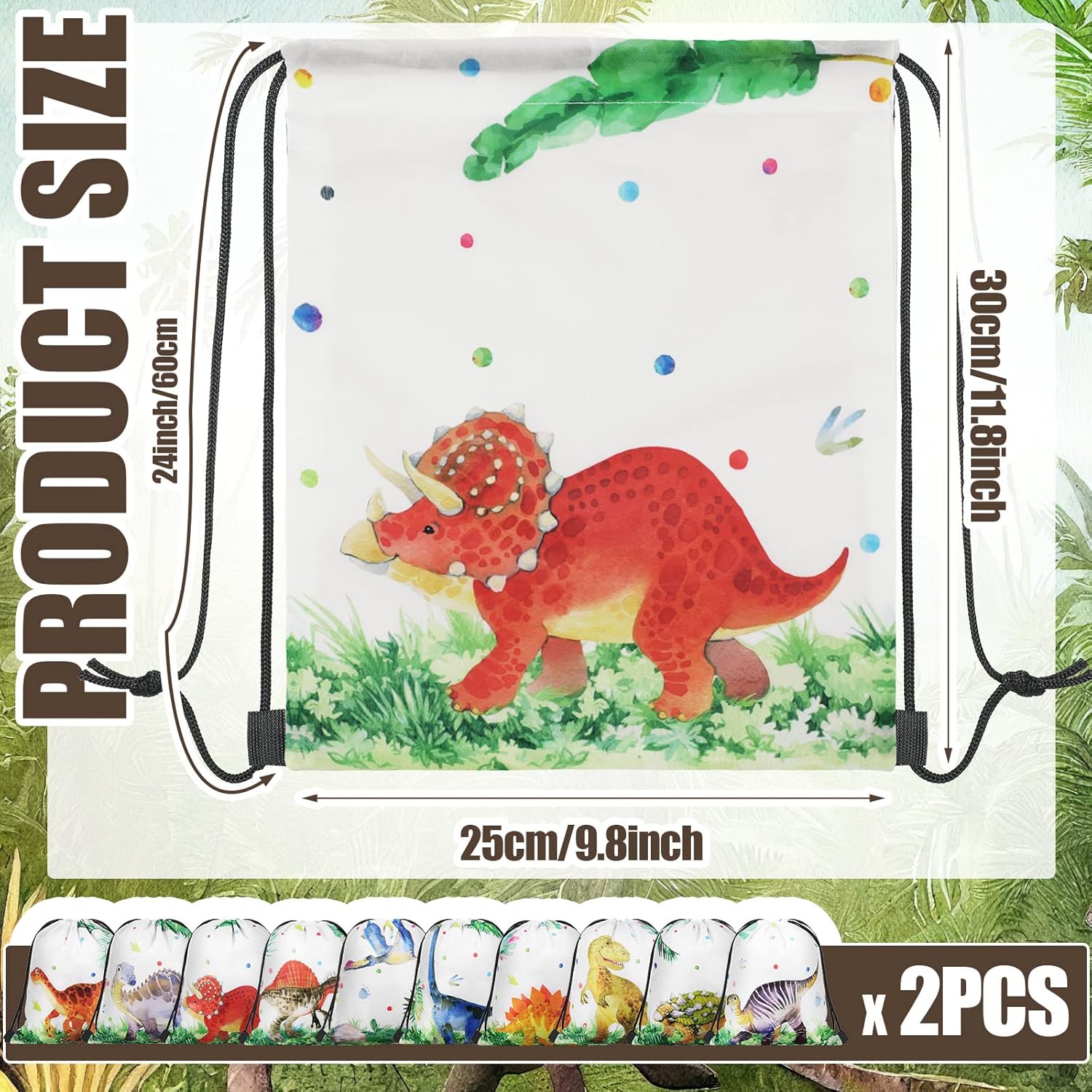20 bolsas de recuerdo de fiesta de dinosaurios, bolsa de regalo con cordón de dinosaurio, bolsas de suministros para fiestas de dinosaurios, bolsa