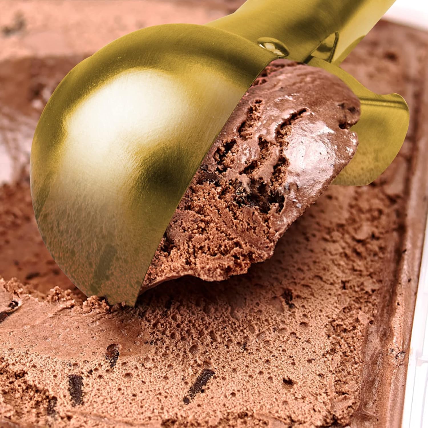 Cuchara de helado de alta calidad con gatillo de acero inoxidable, cuchara de metal resistente para helados, apta para lavavajillas, perfecta para