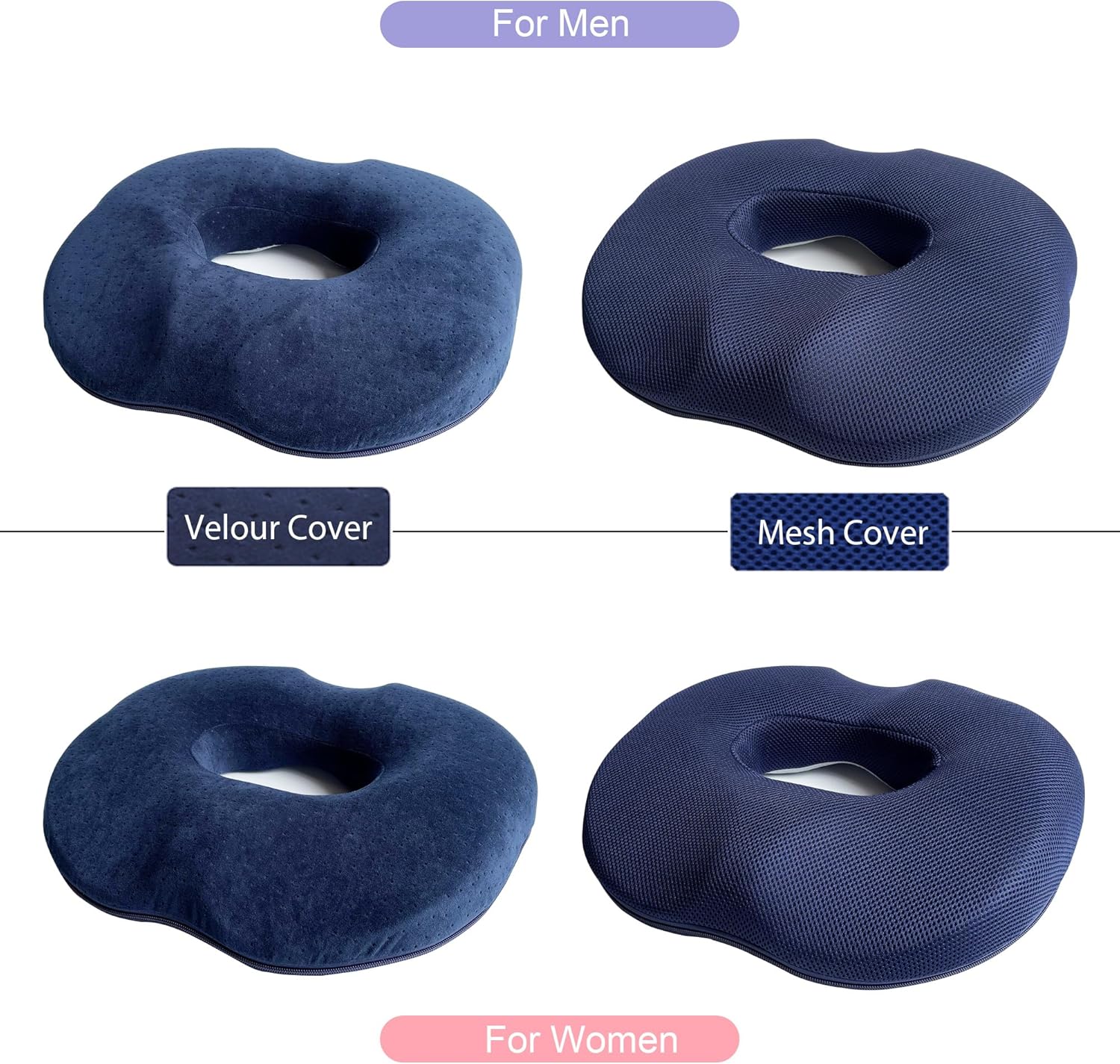 Almohada de dona, cojín de asiento de dona para aliviar el dolor del coxis y hemorroides, embarazo posparto y alivio de sentarse después de una
